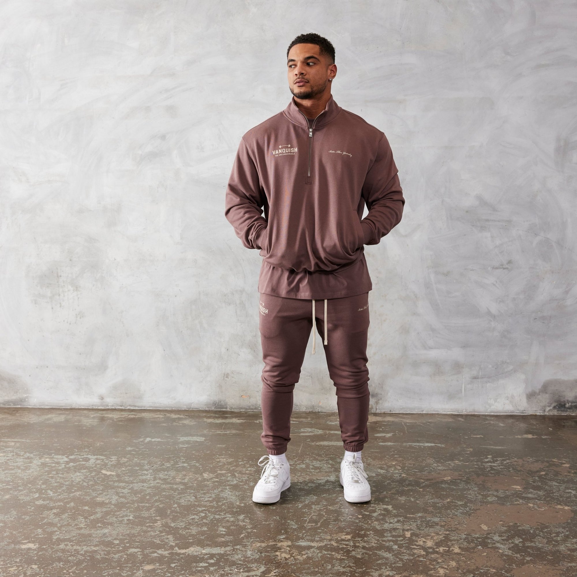 Vanquish Brown Unconquerable Quarter Zip Sweater - Vanquish Fitness