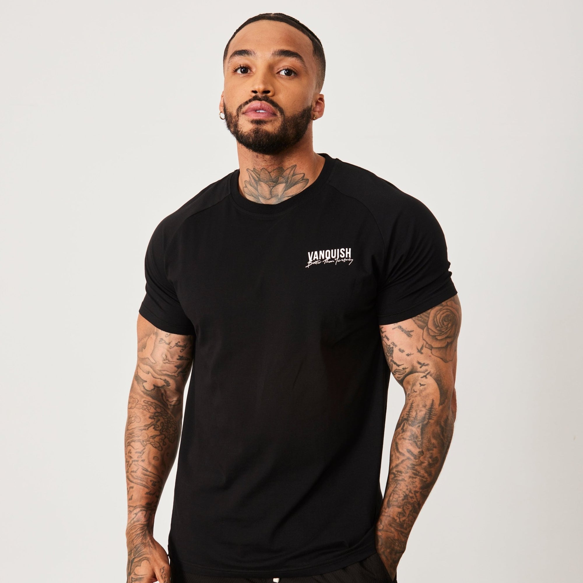 Vanquish BTY Black Slim Fit Raglan T Shirt - Vanquish Fitness