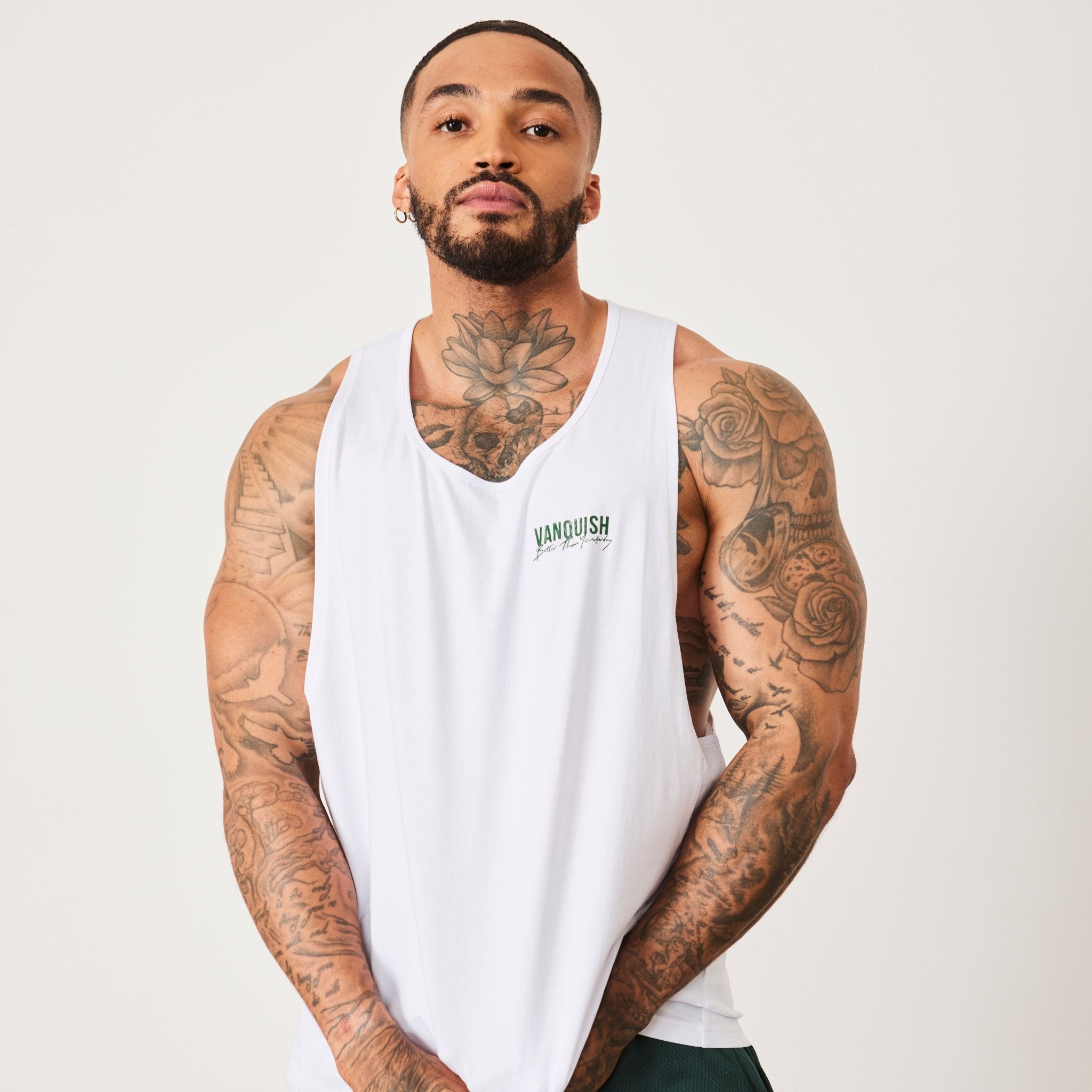 Vanquish BTY White Loose Fit Tank Top - Vanquish Fitness