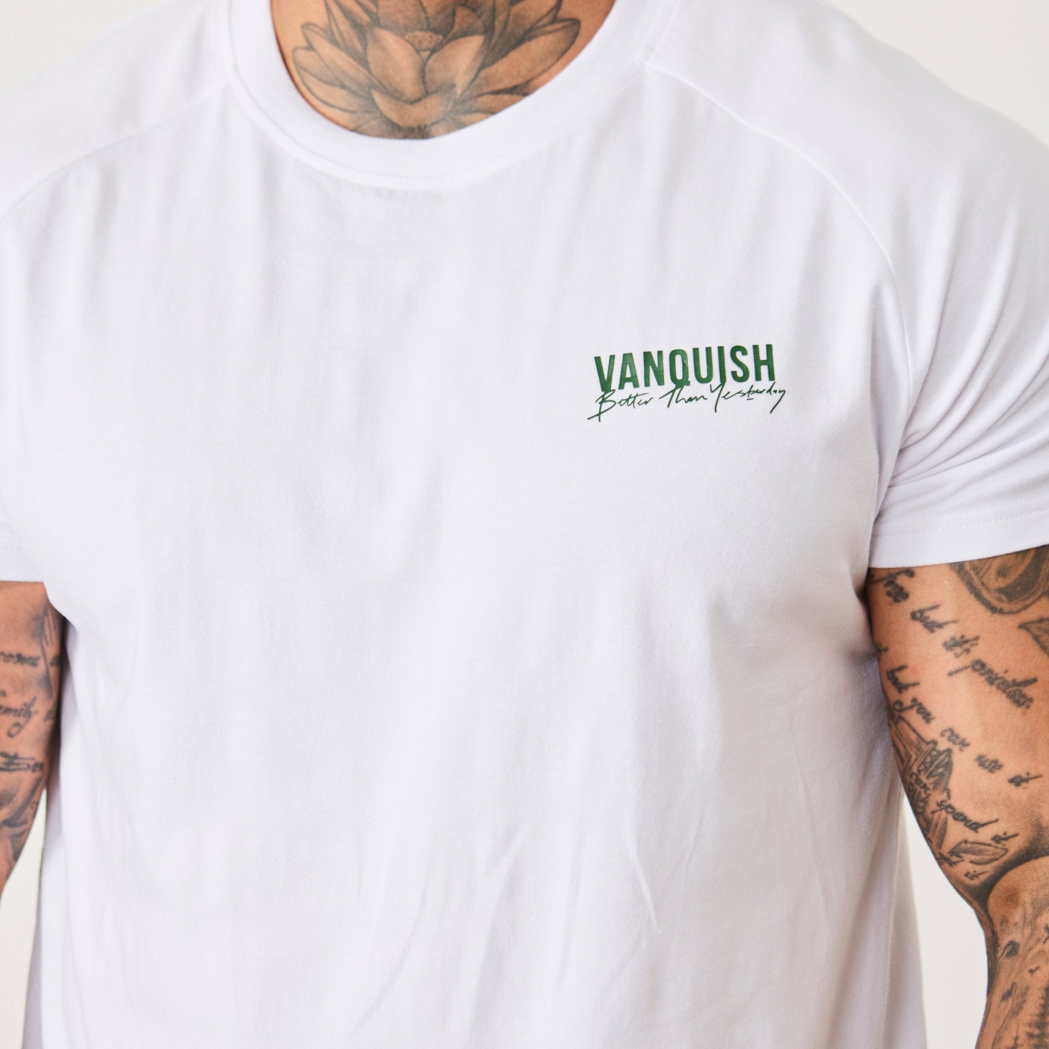 Vanquish BTY White Slim Fit Raglan T Shirt - Vanquish Fitness