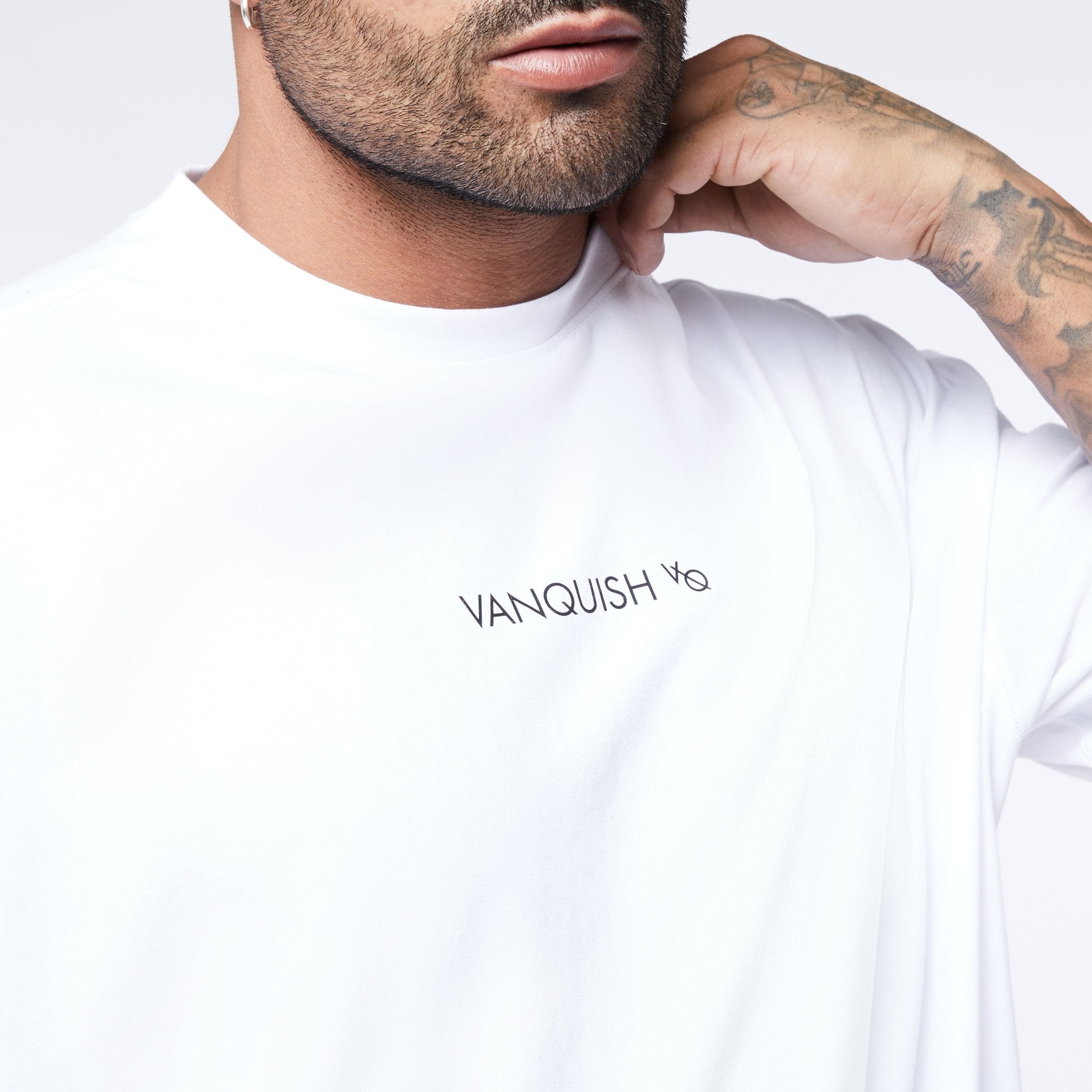 Vanquish Core Men's White Oversized T Shirt - Vanquish Fitness