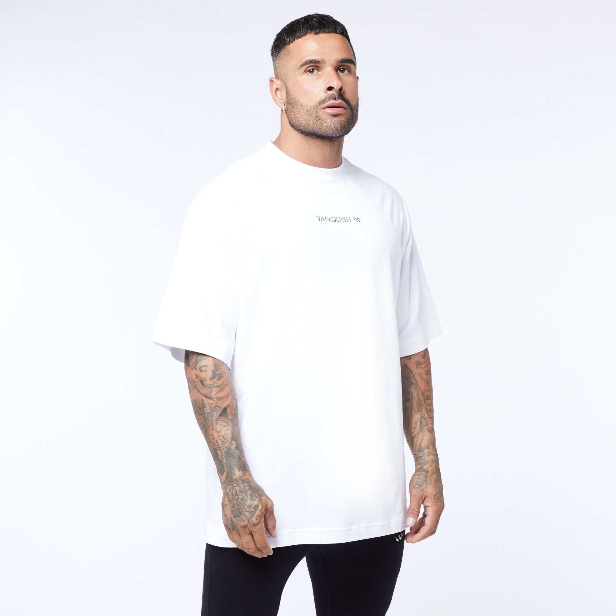 Vanquish Core Men's White Oversized T Shirt - Vanquish Fitness