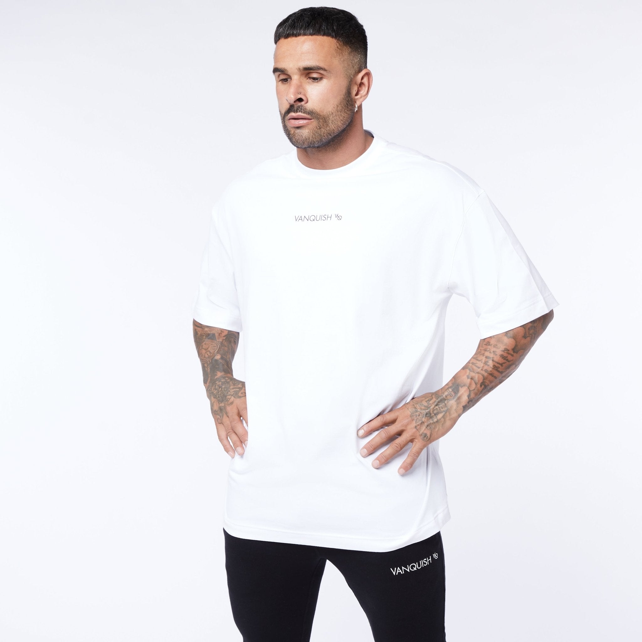 Vanquish Core Men's White Oversized T Shirt - Vanquish Fitness