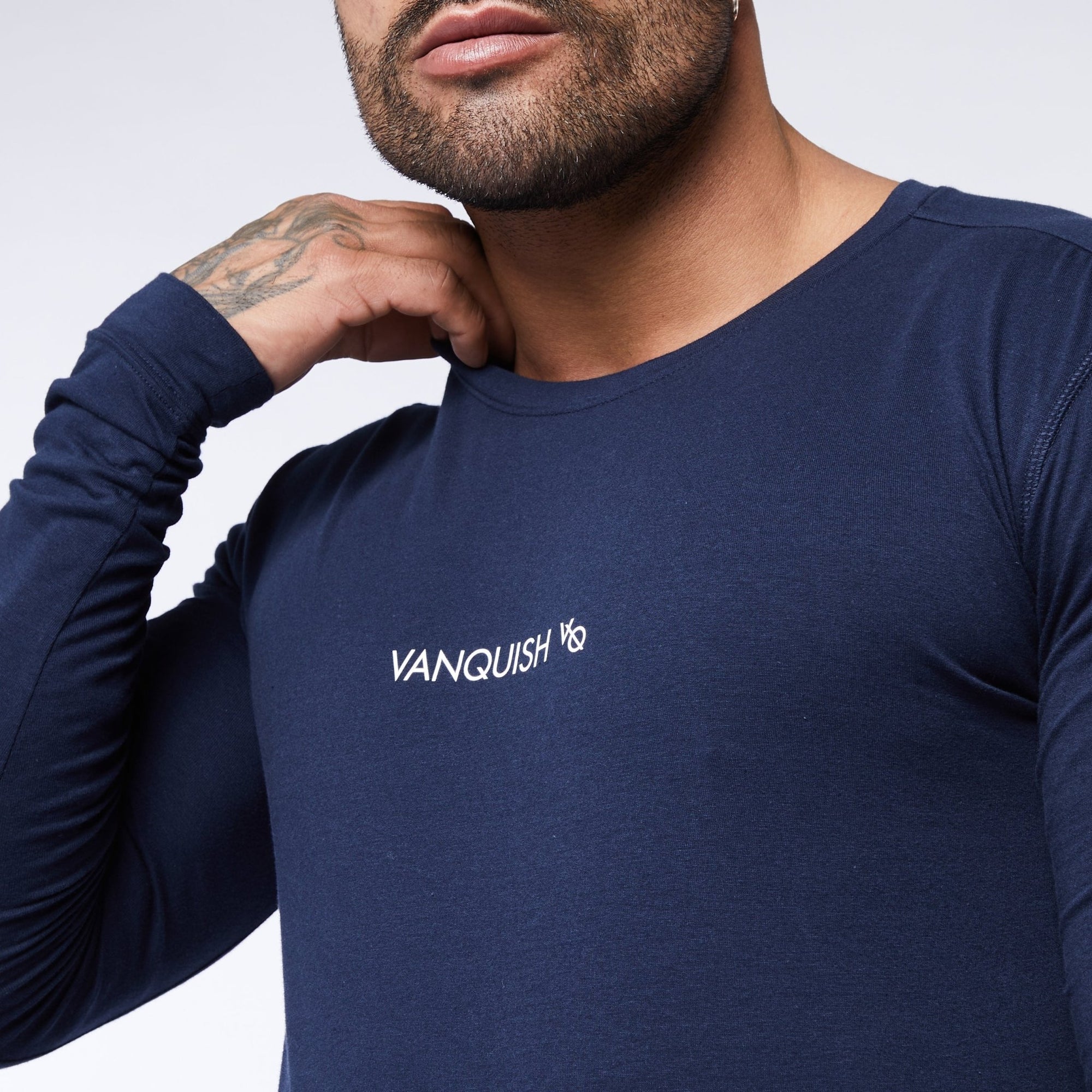 Vanquish Core Navy Long Sleeved T Shirt - Vanquish Fitness
