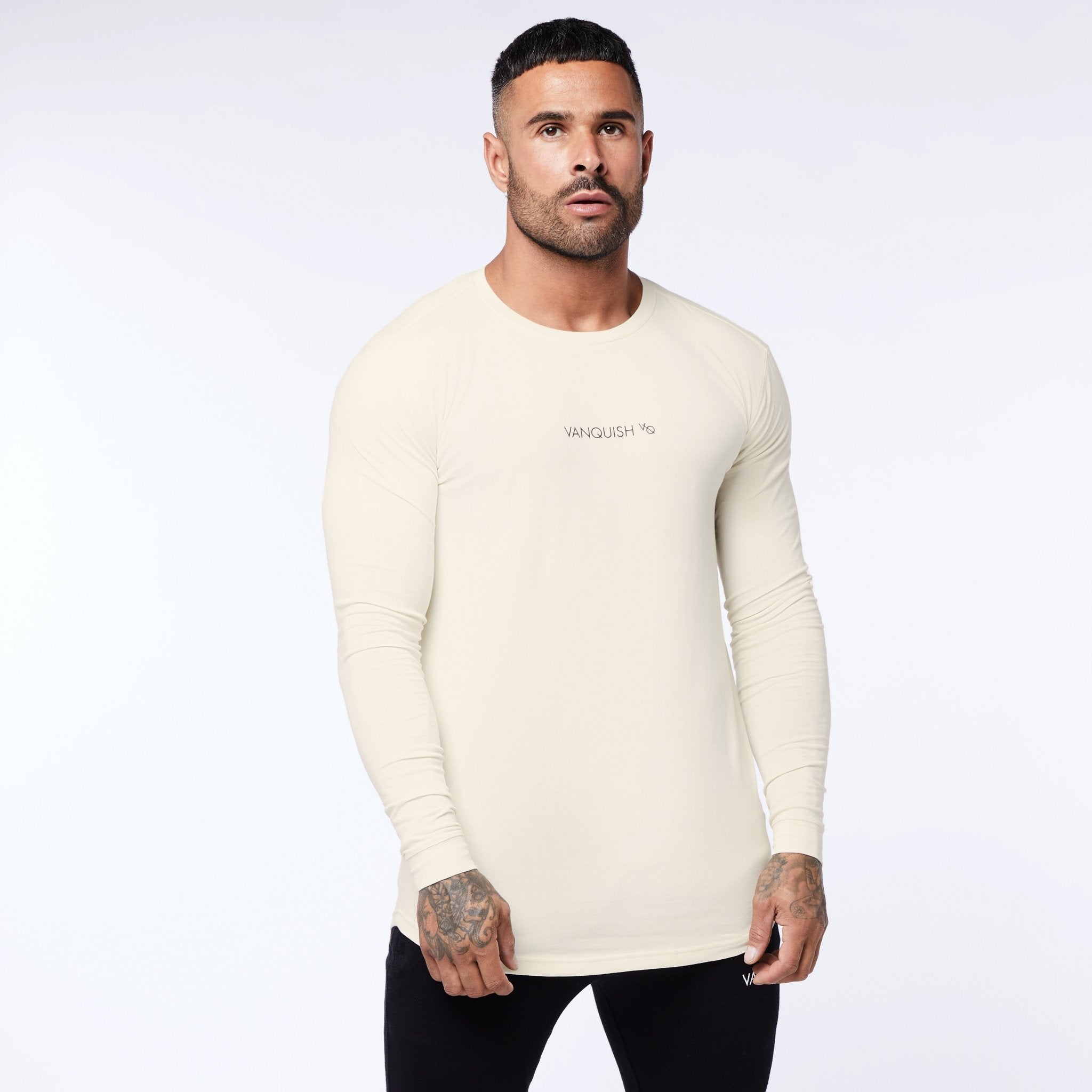 Vanquish Core Off White Long Sleeved T Shirt - Vanquish Fitness