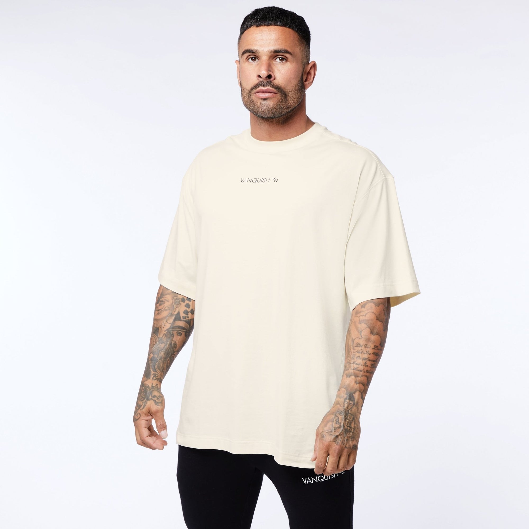 Vanquish Core Off White Oversized T Shirt - Vanquish Fitness