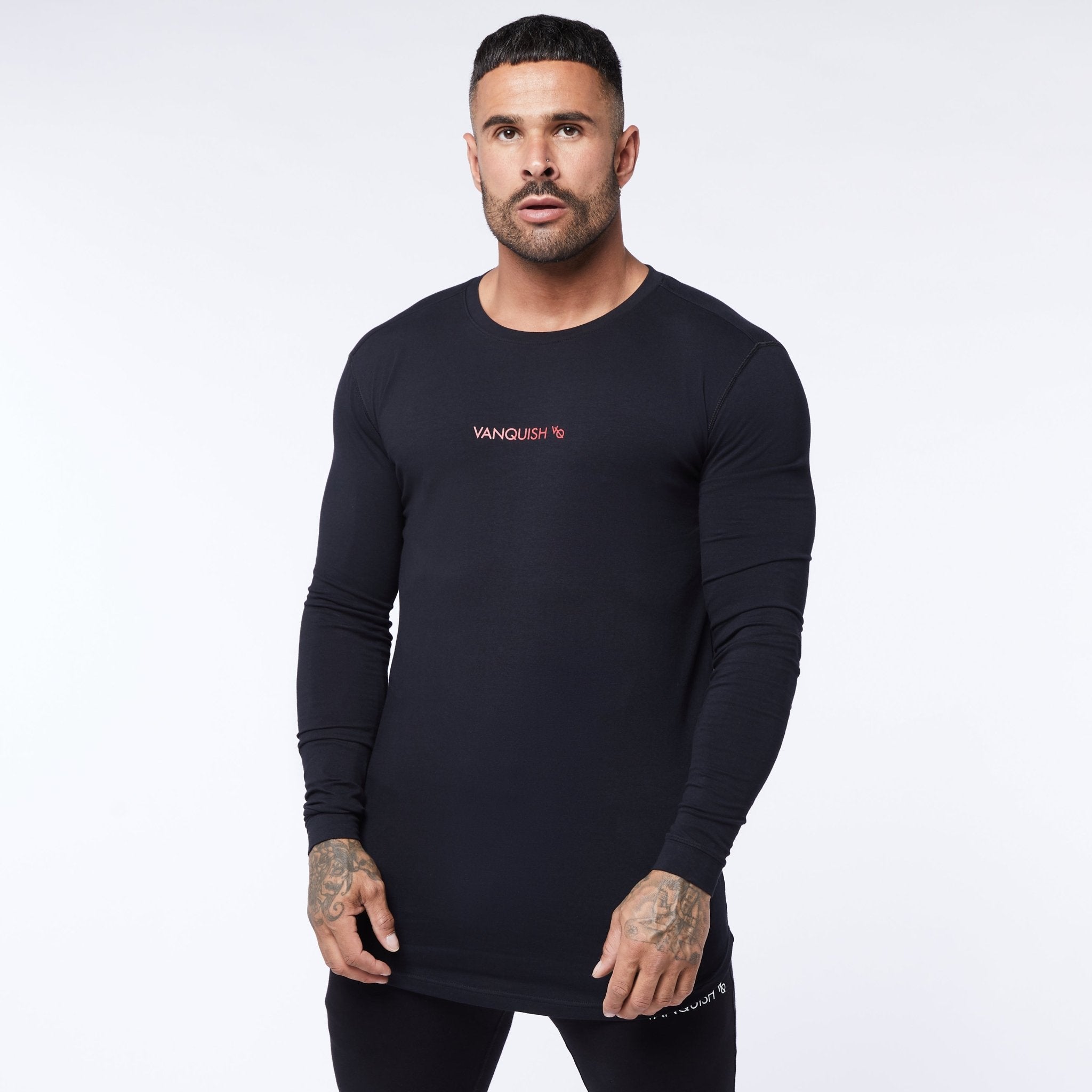 Vanquish Core Red on Black Long Sleeved T Shirt - Vanquish Fitness
