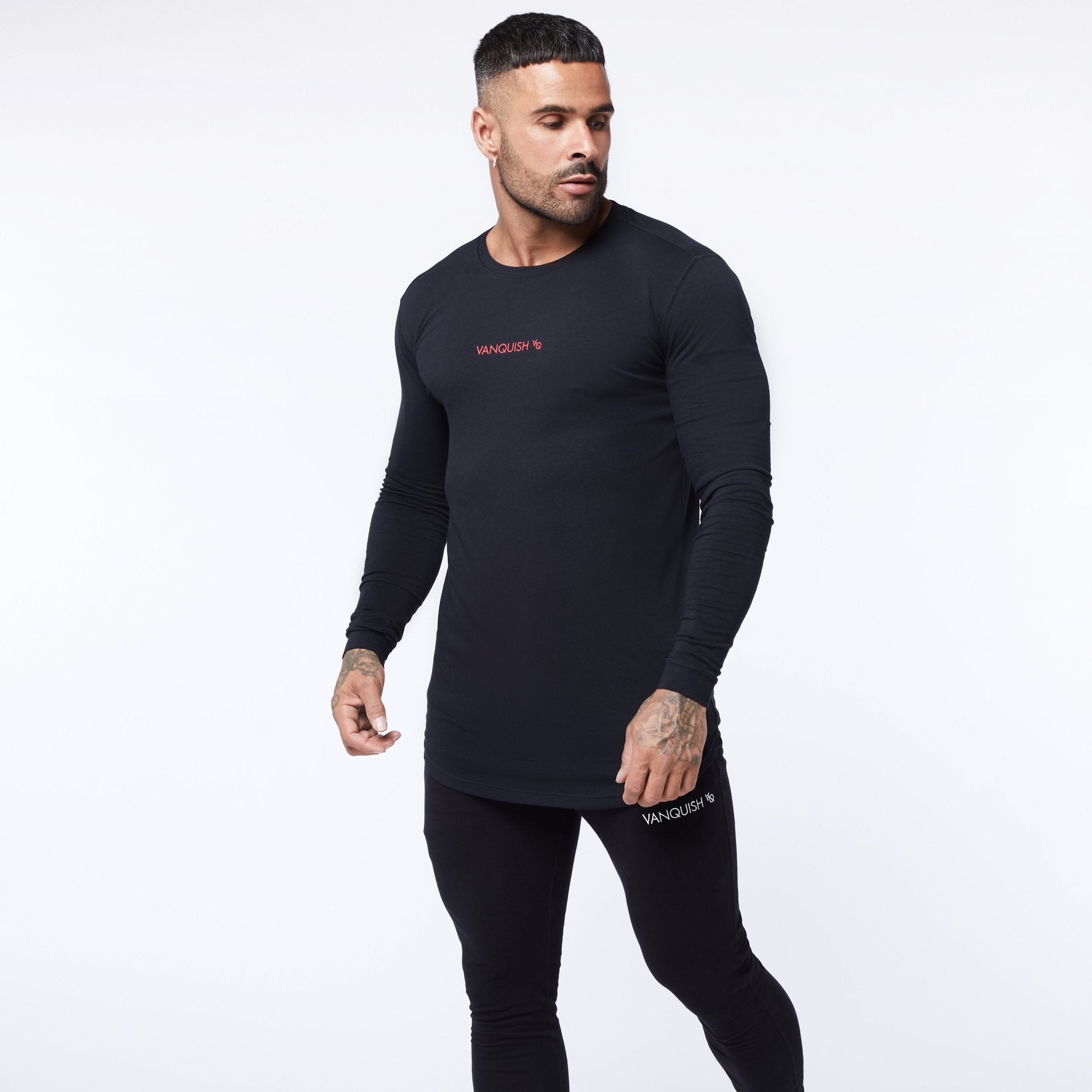 Vanquish Core Red on Black Long Sleeved T Shirt - Vanquish Fitness