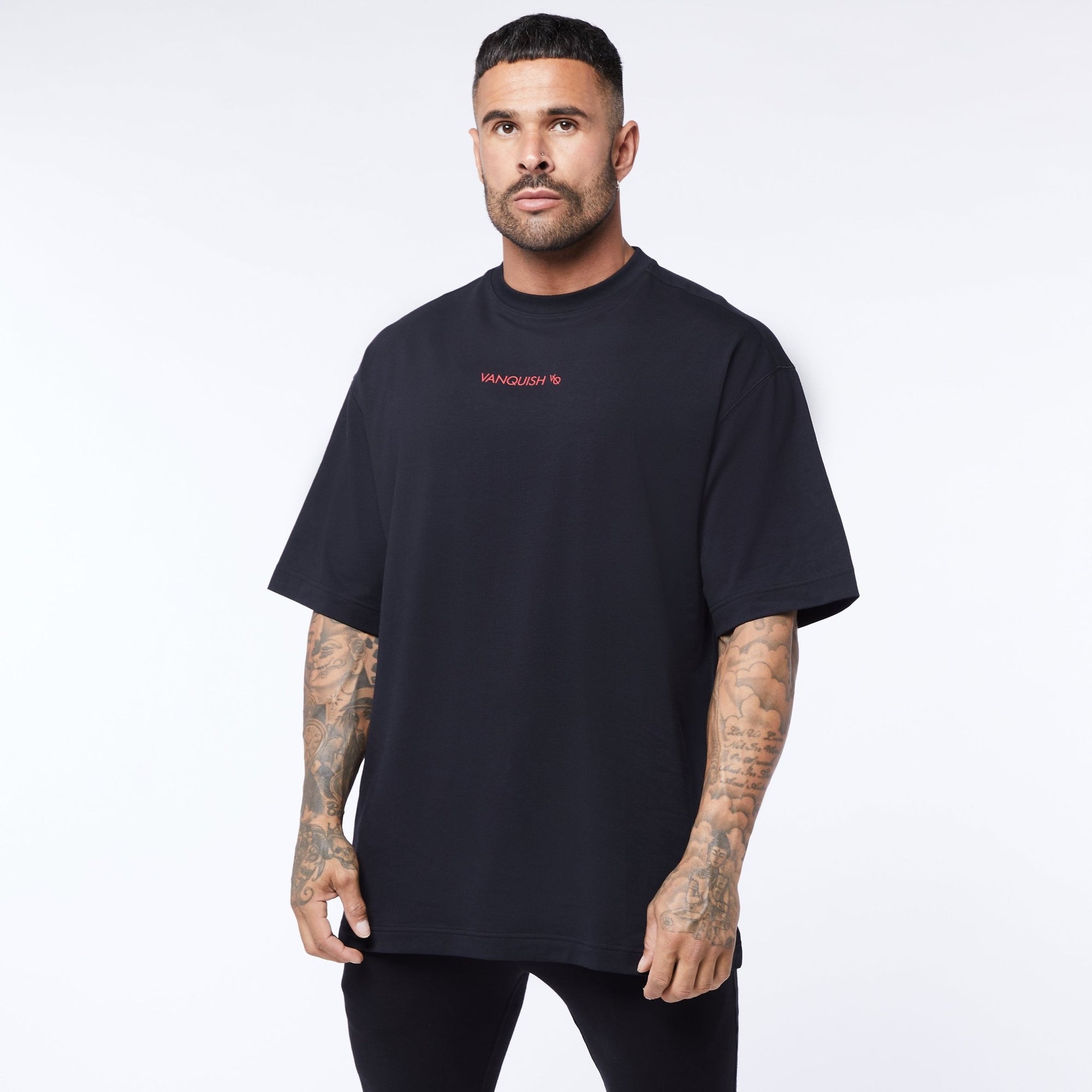 Vanquish Core Red on Black Oversized T Shirt - Vanquish Fitness