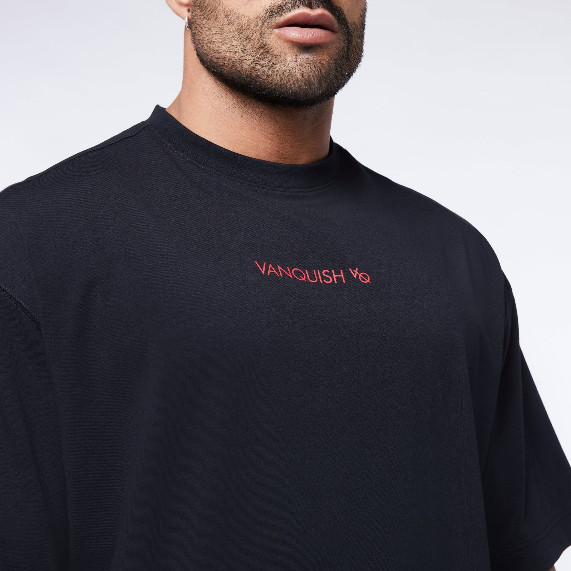 Vanquish Core Red on Black Oversized T Shirt - Vanquish Fitness