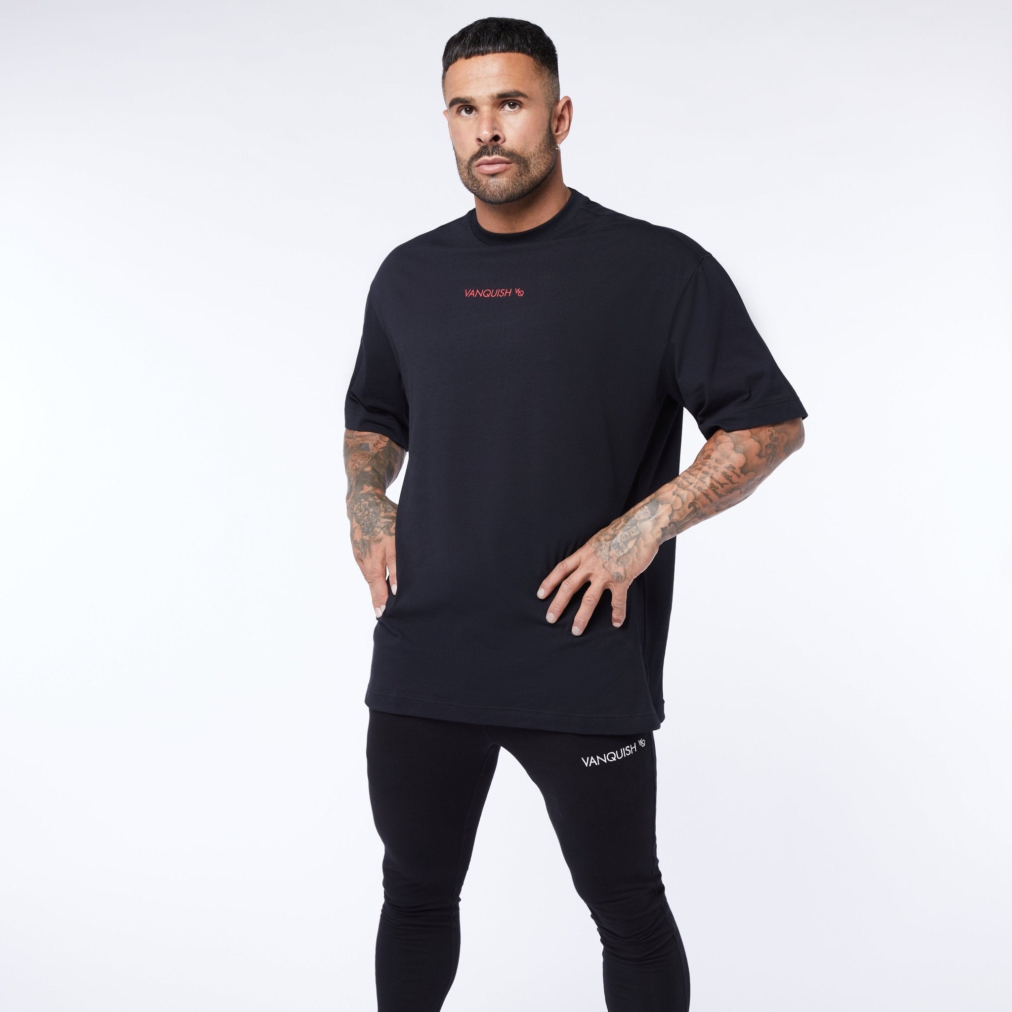 Vanquish Core Red on Black Oversized T Shirt - Vanquish Fitness