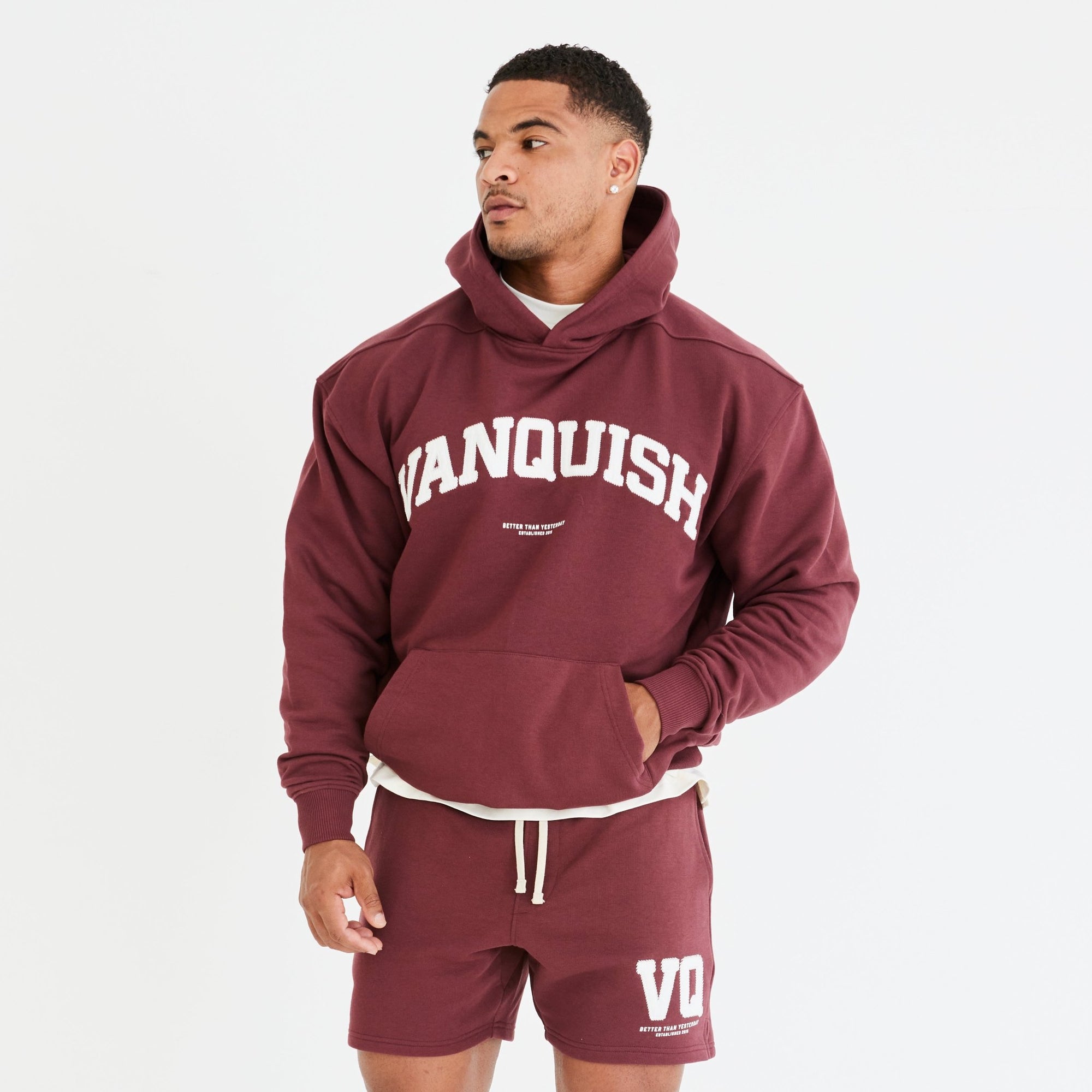 Vanquish Dark Burgundy Varsity Oversized Pullover Hoodie - Vanquish Fitness