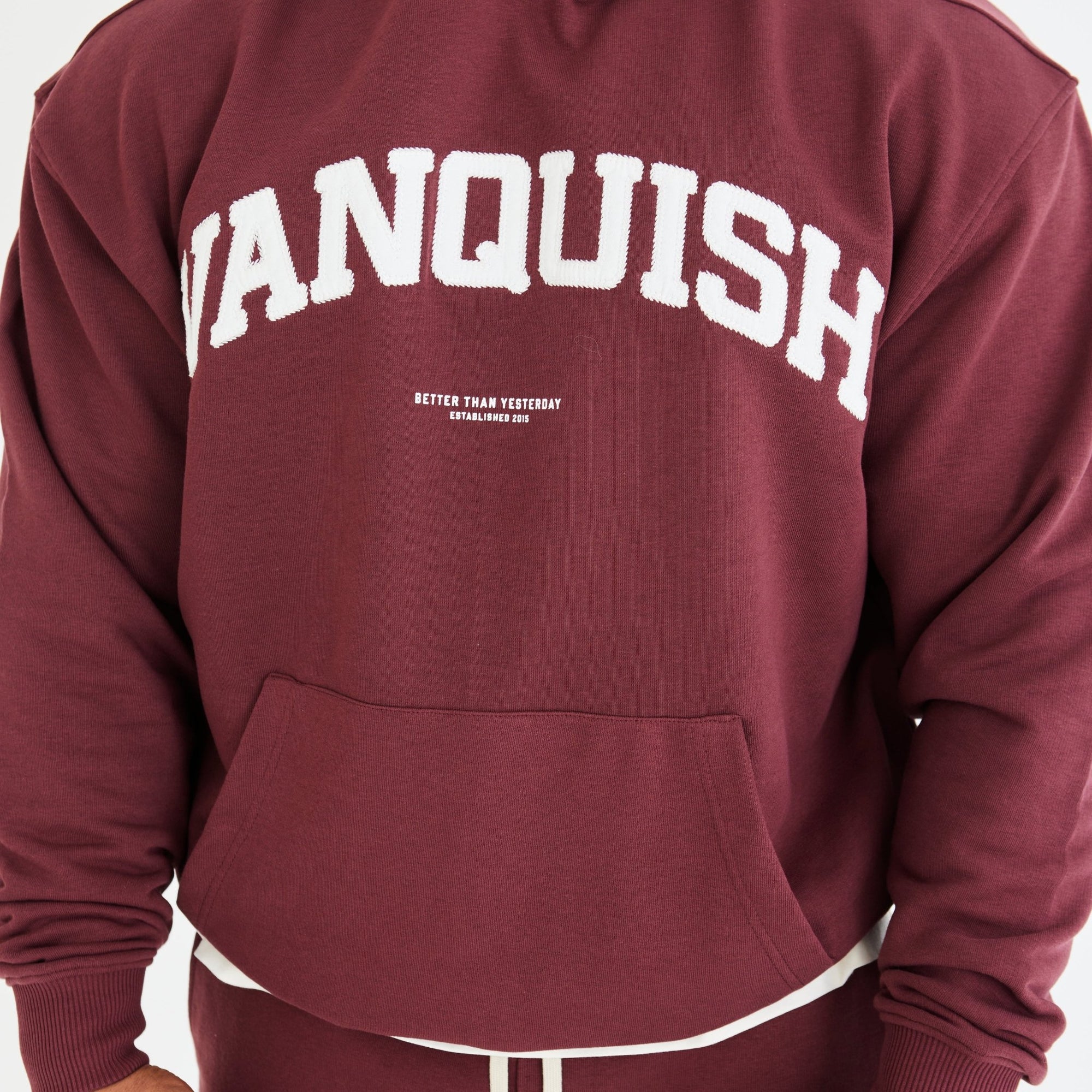 Vanquish Dark Burgundy Varsity Oversized Pullover Hoodie - Vanquish Fitness