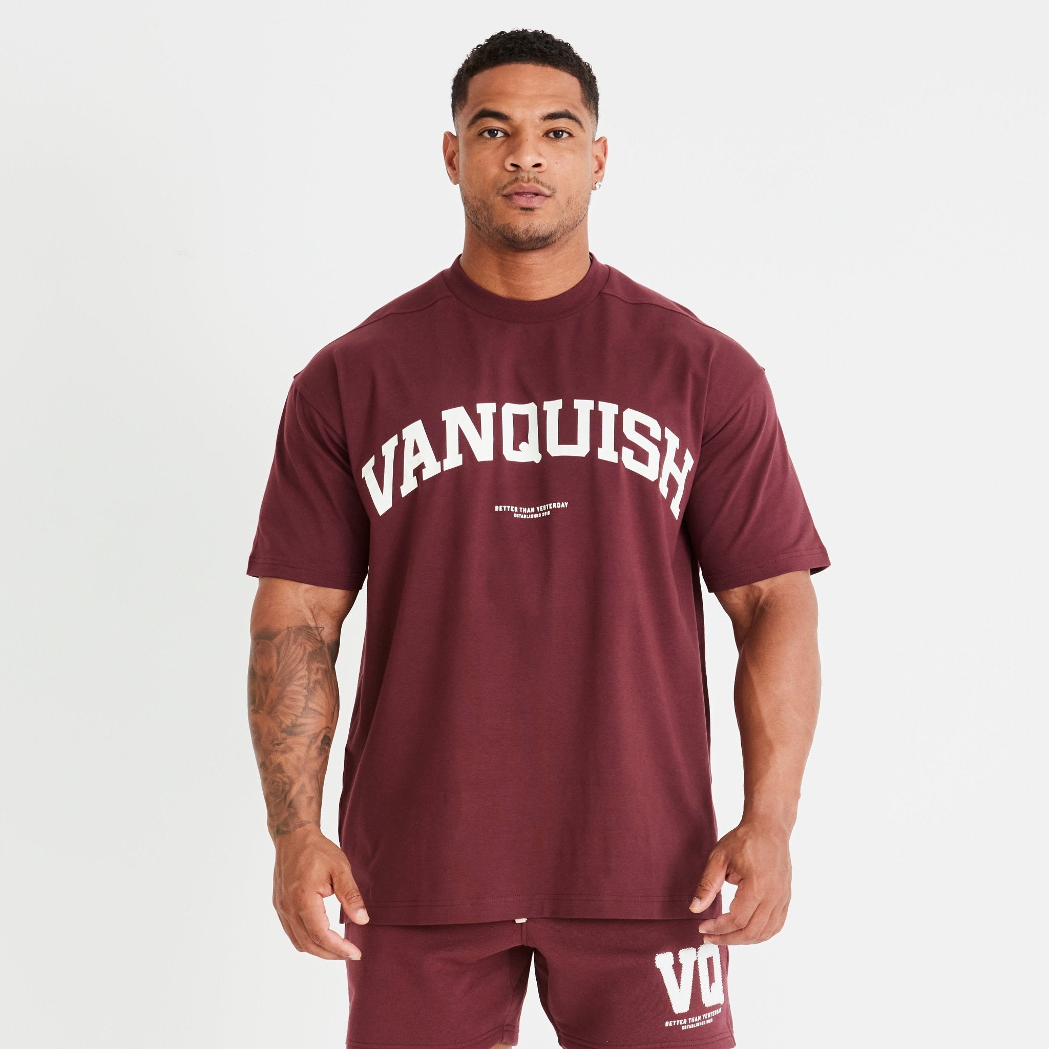 Vanquish Dark Burgundy Varsity Oversized T Shirt - Vanquish Fitness