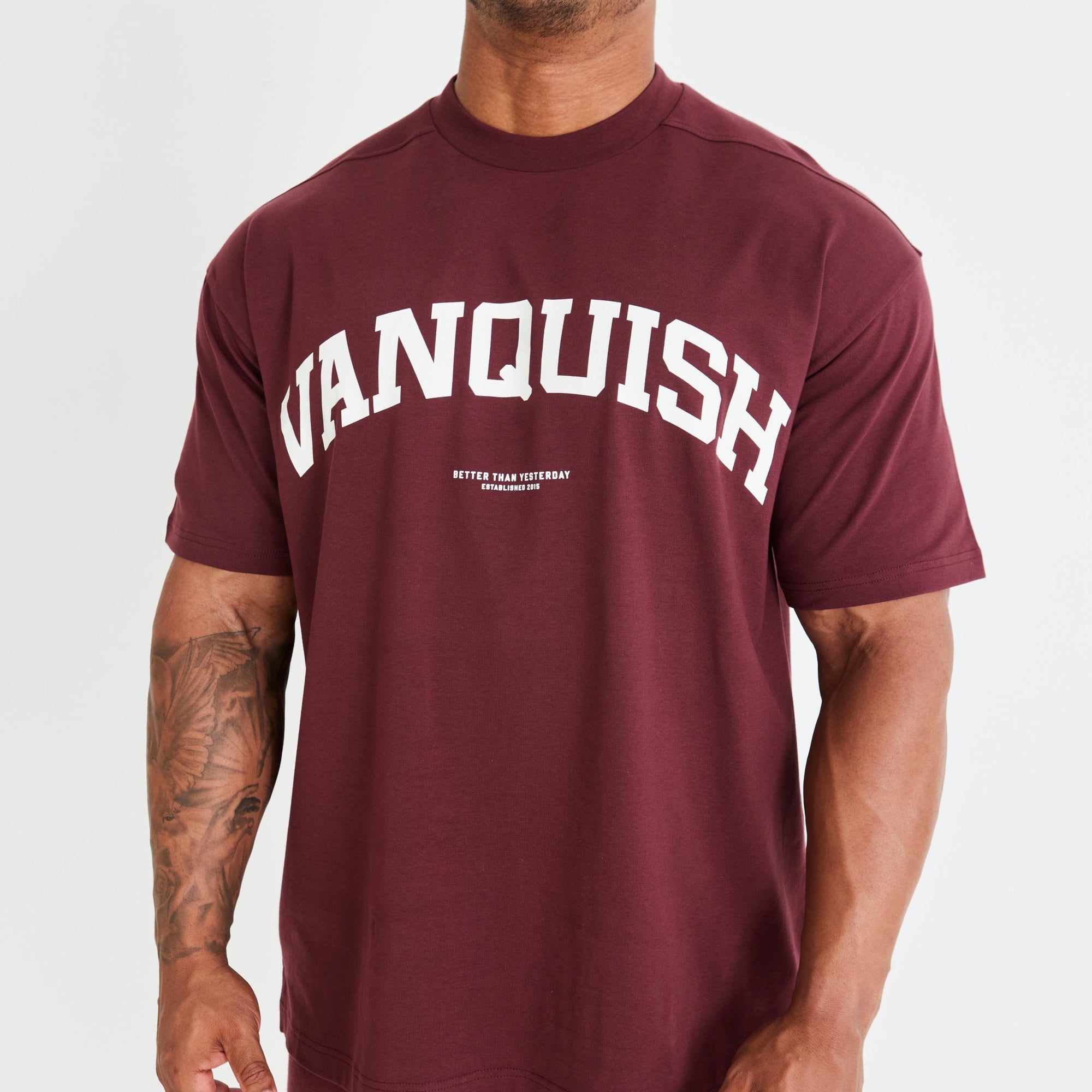 Vanquish Dark Burgundy Varsity Oversized T Shirt - Vanquish Fitness