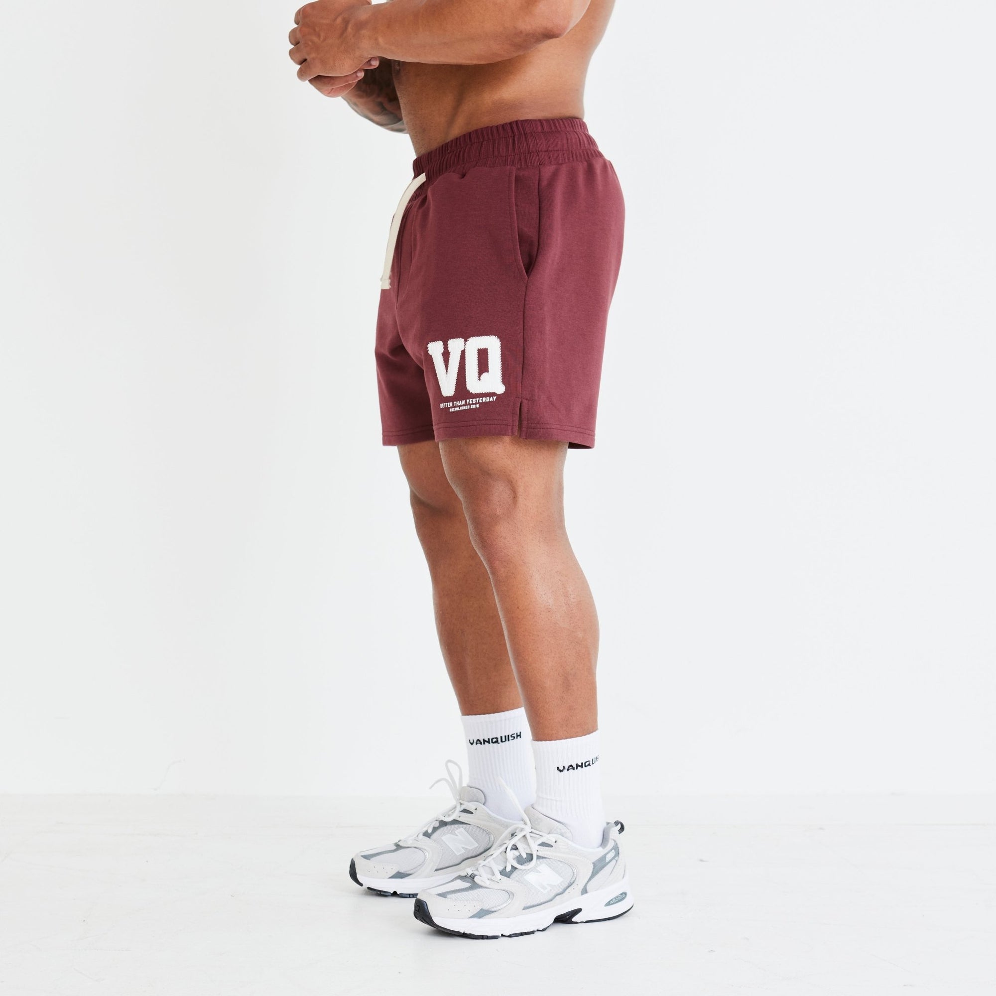 Vanquish Dark Burgundy Varsity Shorts - Vanquish Fitness