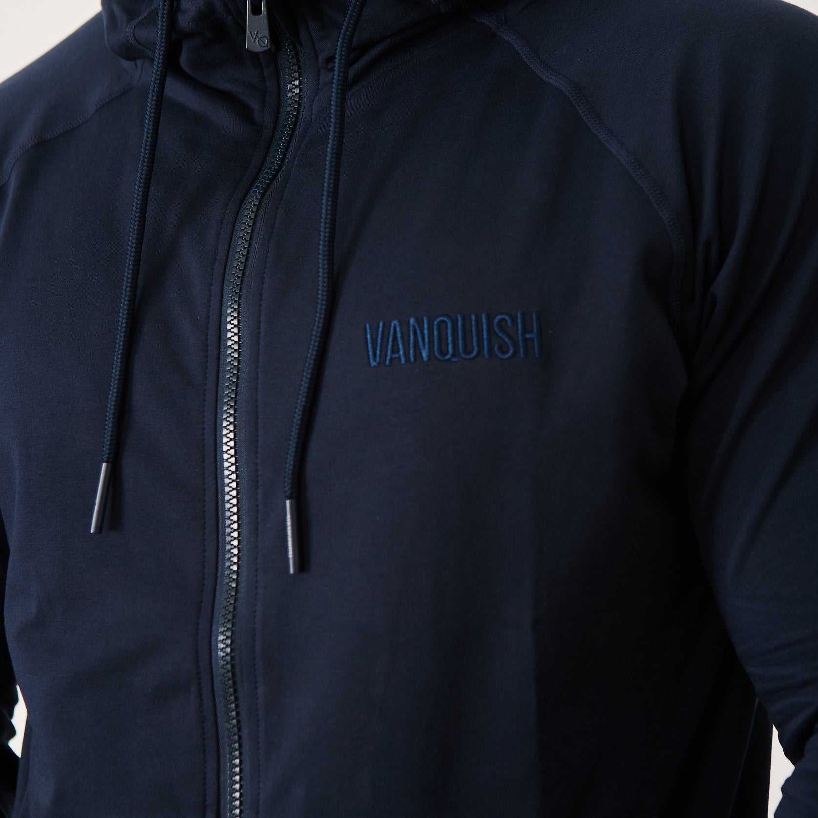 Vanquish Eclipse V2 Navy Blue Full Zip Front Hoodie - Vanquish Fitness