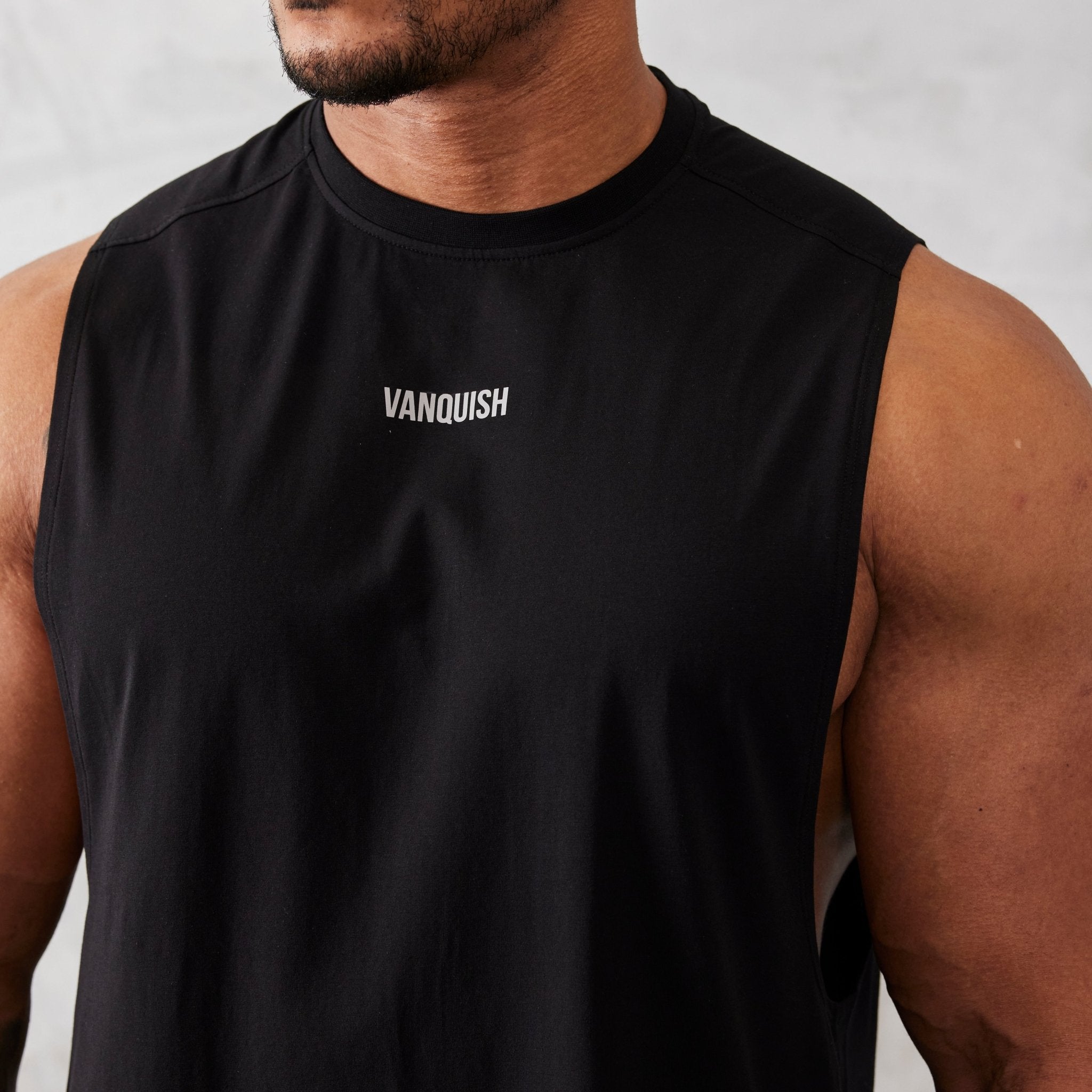 Vanquish Essential Black Oversized Sleeveless T Shirt - Vanquish Fitness
