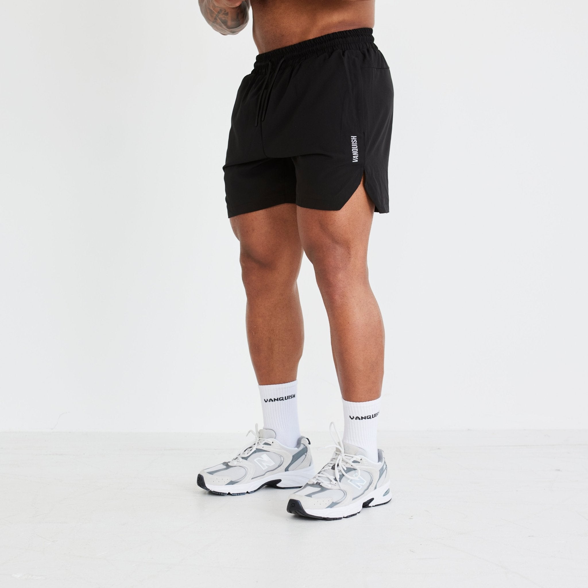 Vanquish Essential Black Performance 4" Shorts - Vanquish Fitness