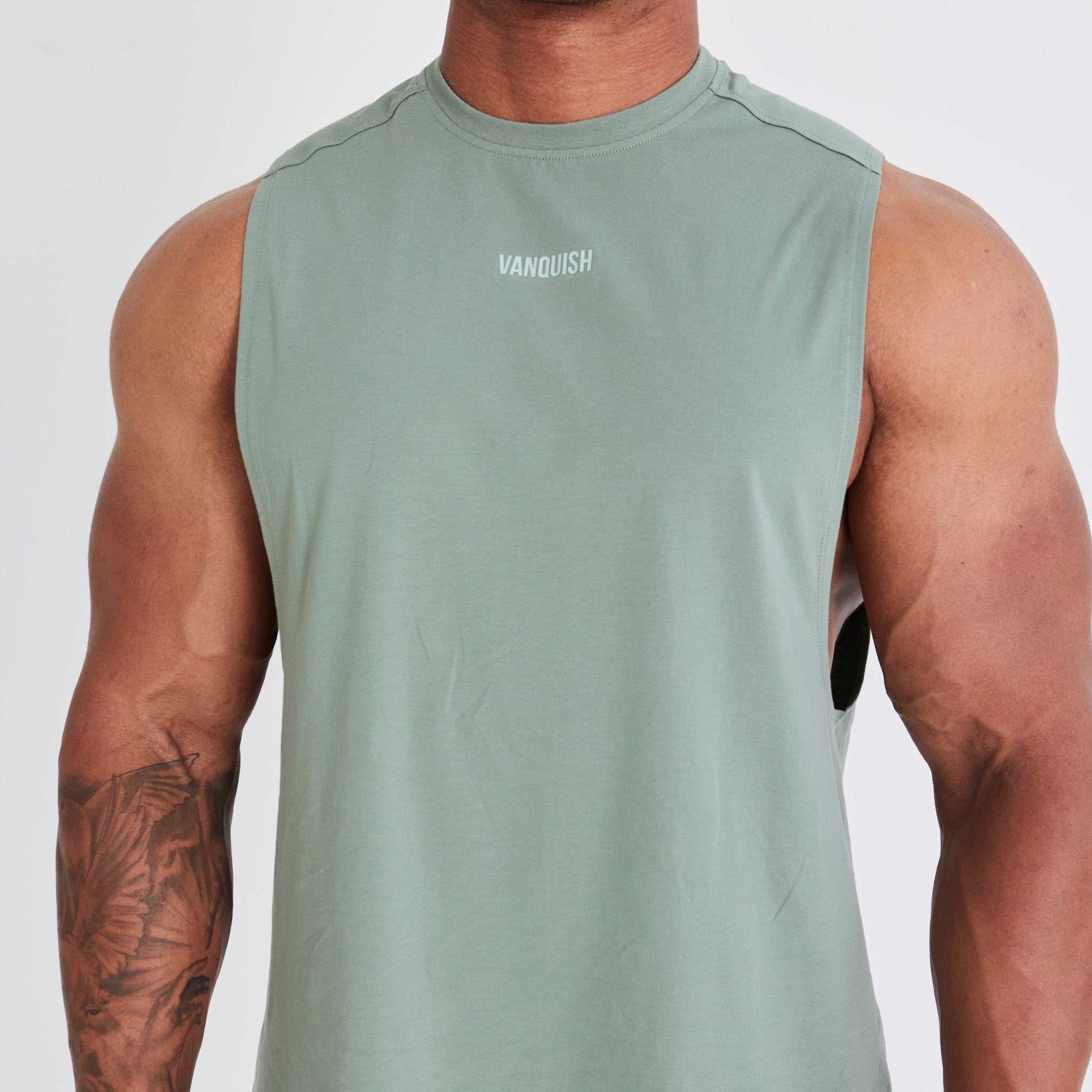 Vanquish Essential Green Oversized Sleeveless T Shirt - Vanquish Fitness