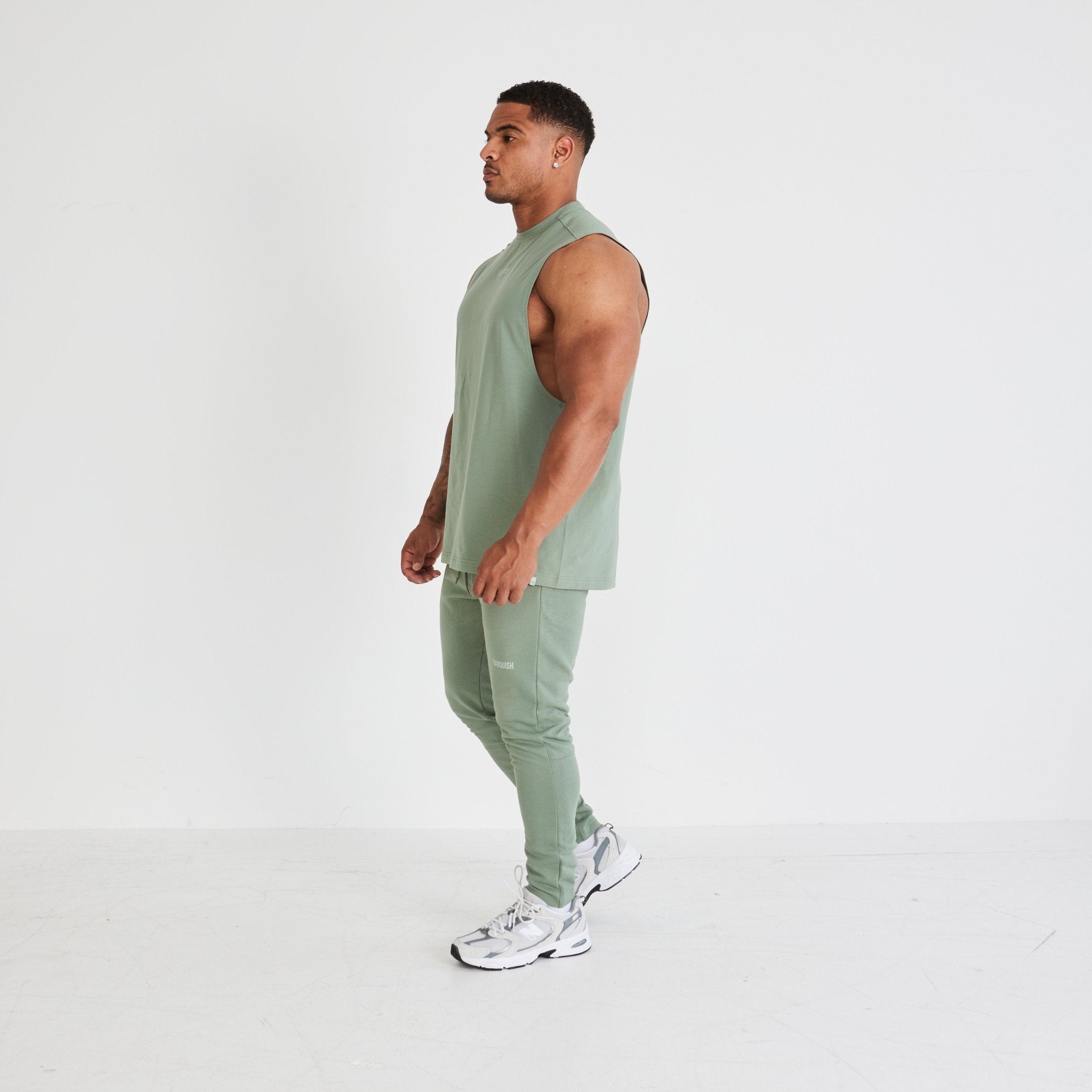 Vanquish Essential Green Oversized Sleeveless T Shirt - Vanquish Fitness