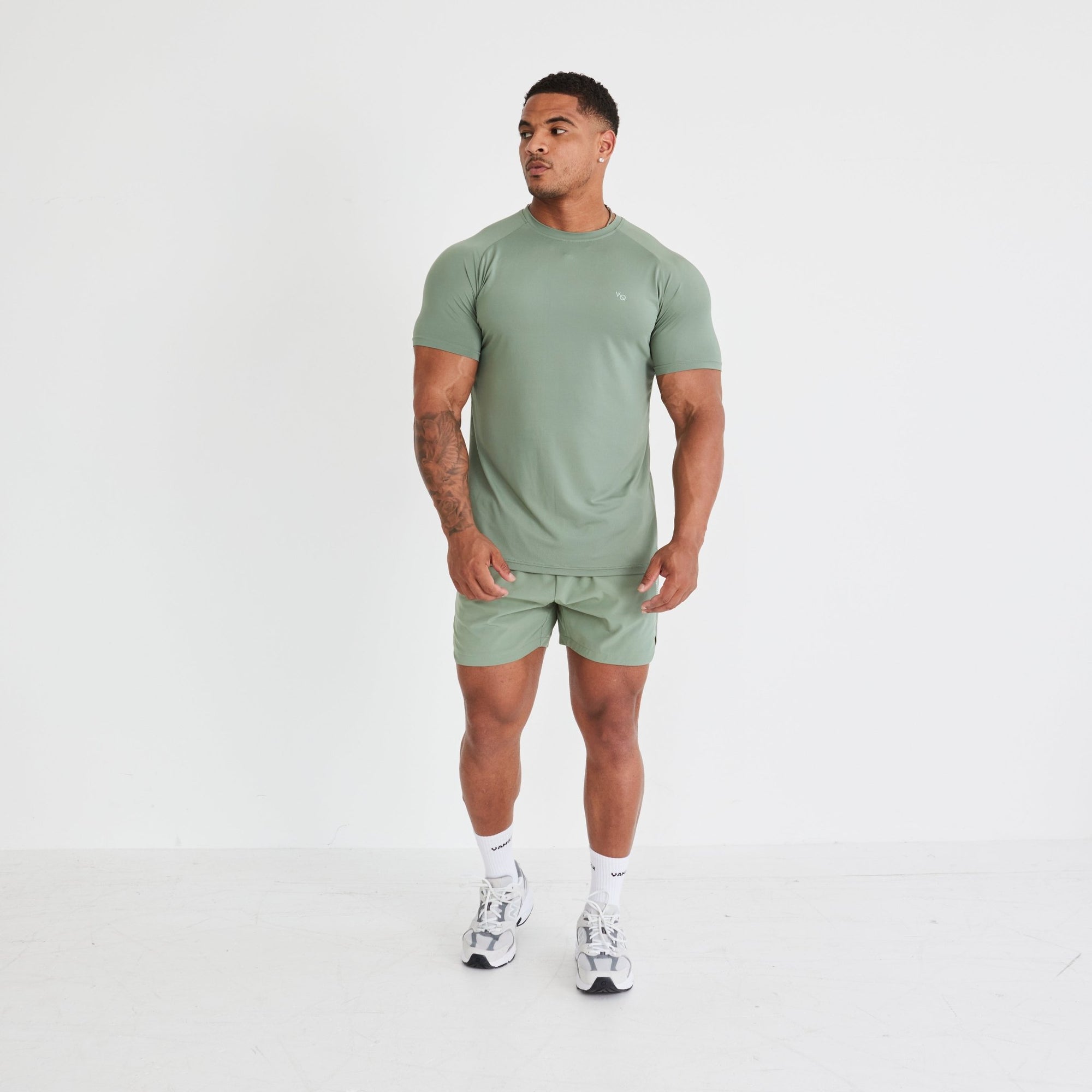 Vanquish Essential Green Performance Short Sleeve T Shirt - Vanquish Fitness