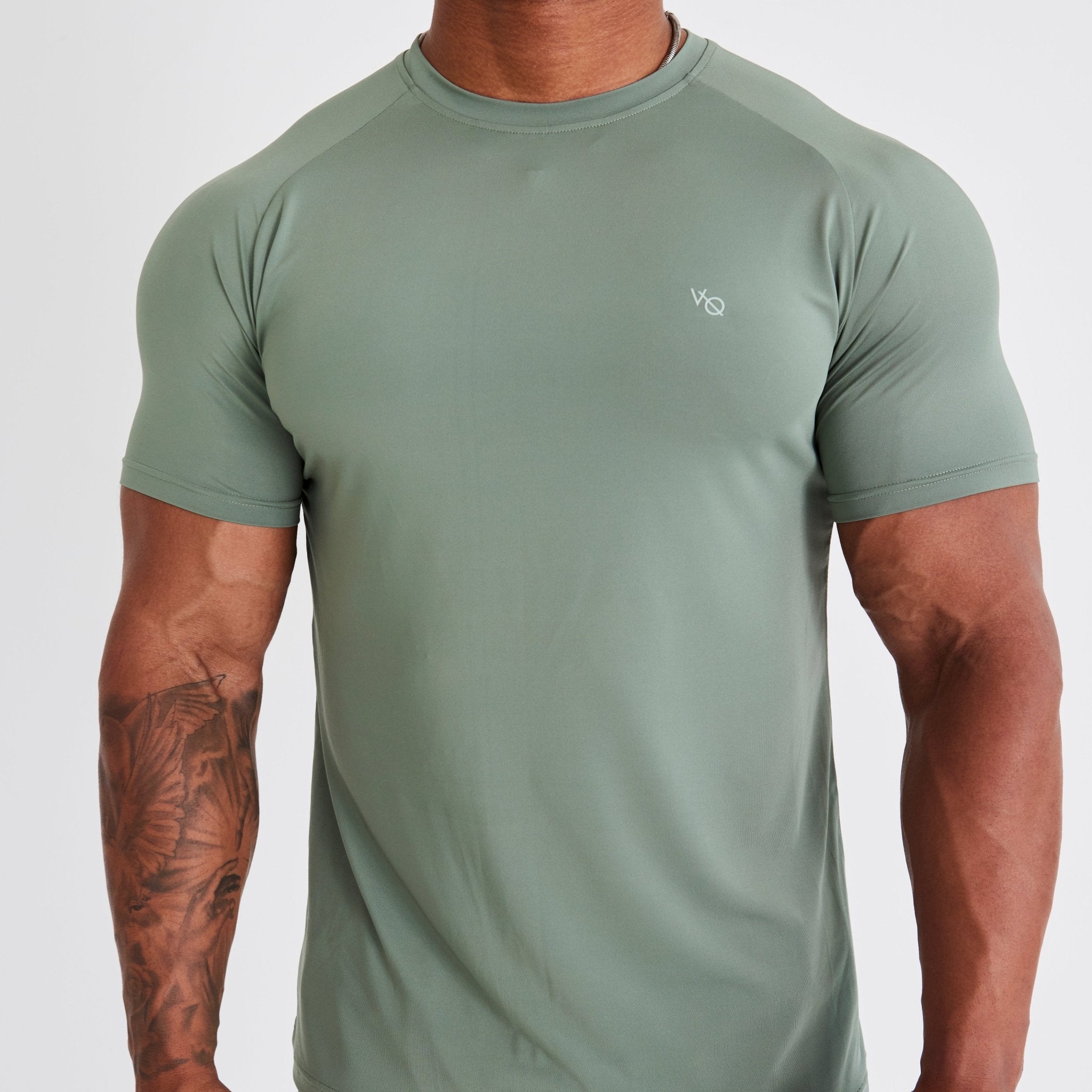 Vanquish Essential Green Performance Short Sleeve T Shirt - Vanquish Fitness