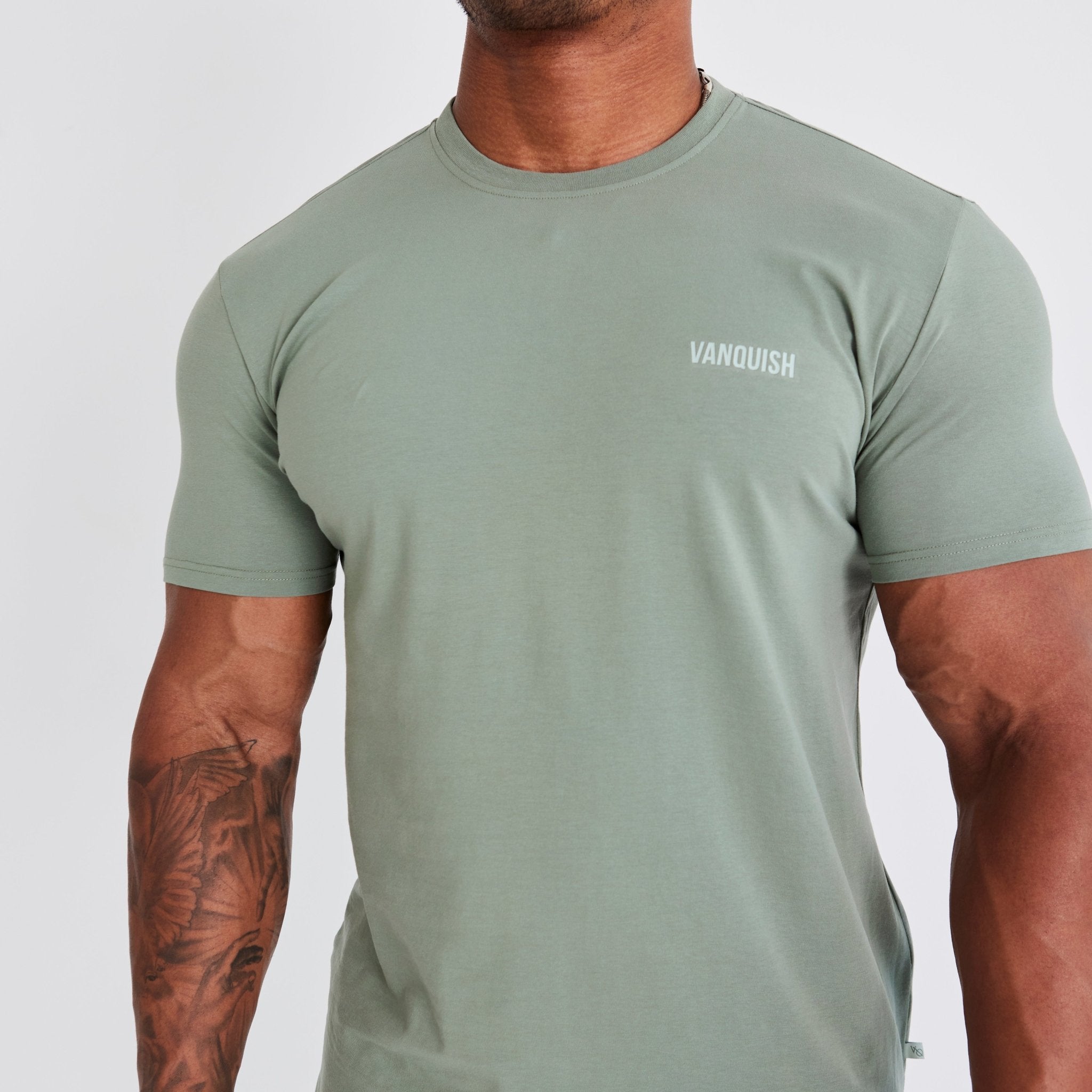 Vanquish Essential Green Slim Fit Short Sleeve T Shirt - Vanquish Fitness