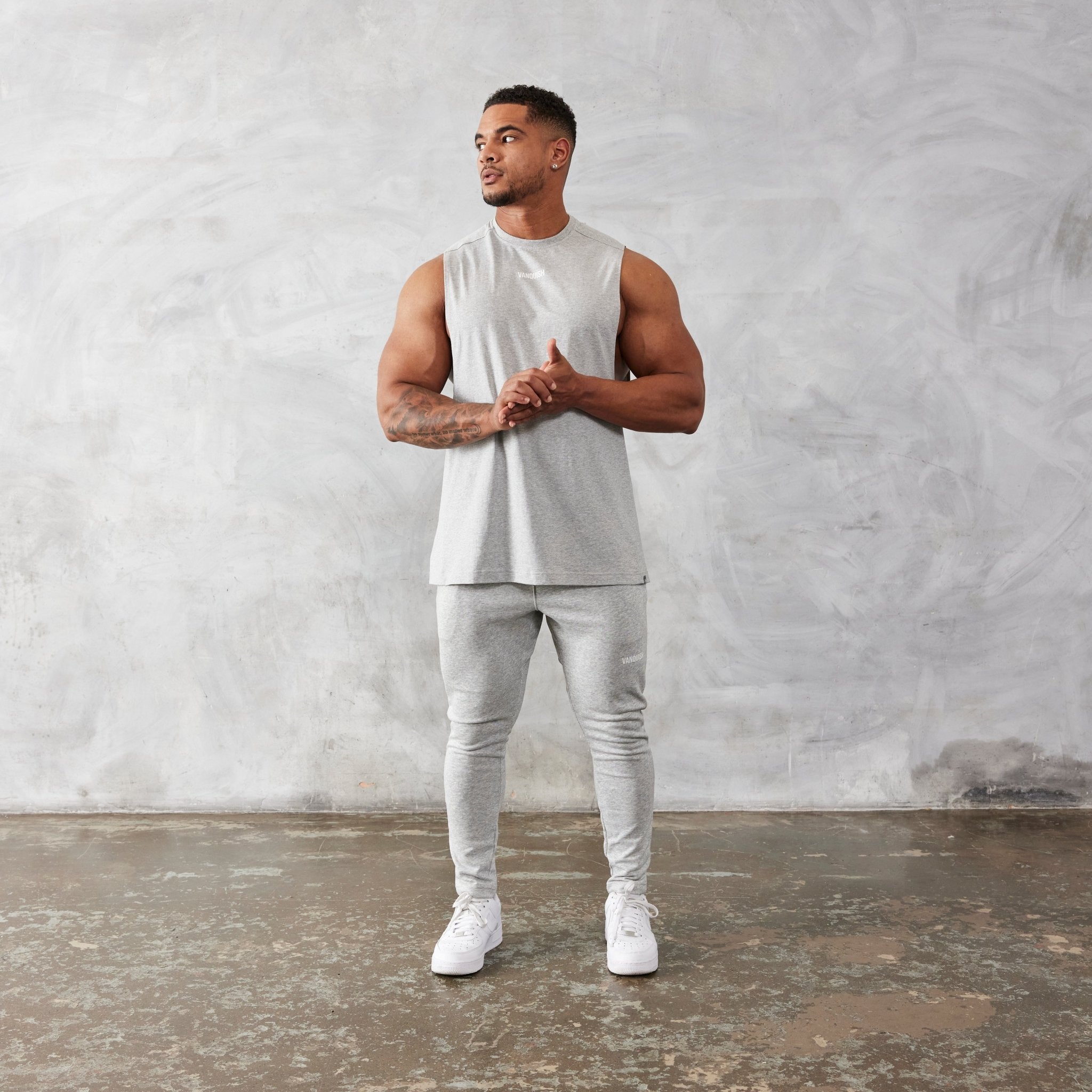 Vanquish Essential Grey Oversized Sleeveless T Shirt - Vanquish Fitness