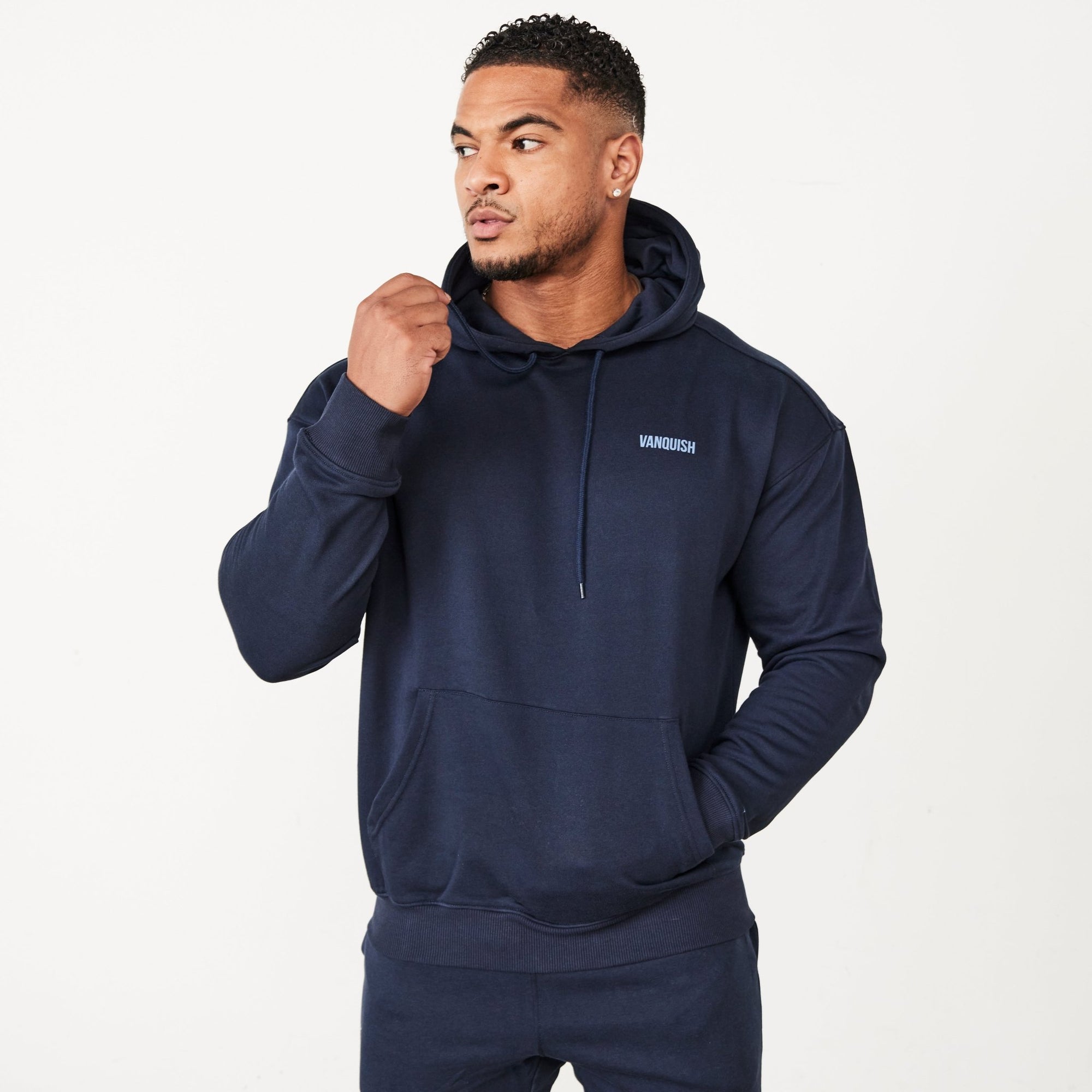 Vanquish Essential Navy Blue Oversized Pullover Hoodie - Vanquish Fitness
