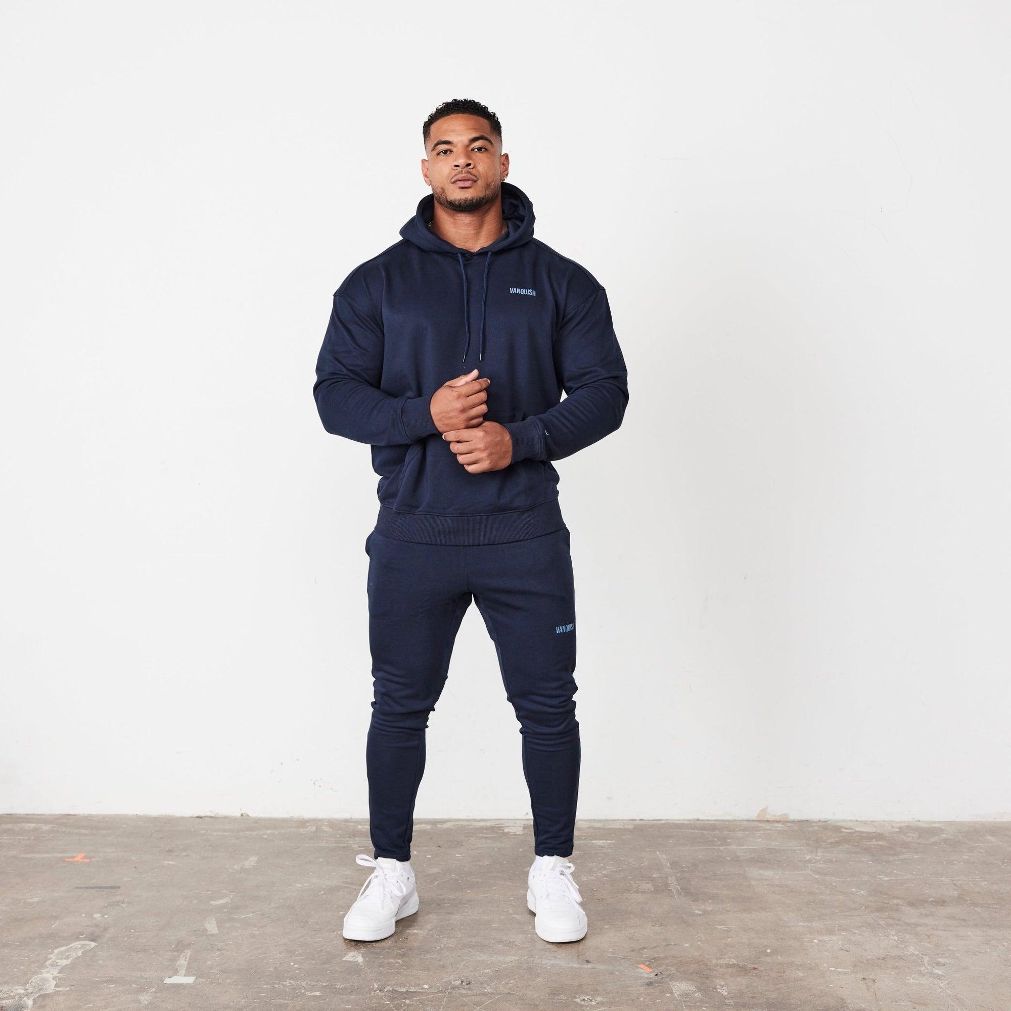 Vanquish Essential Navy Blue Oversized Pullover Hoodie - Vanquish Fitness