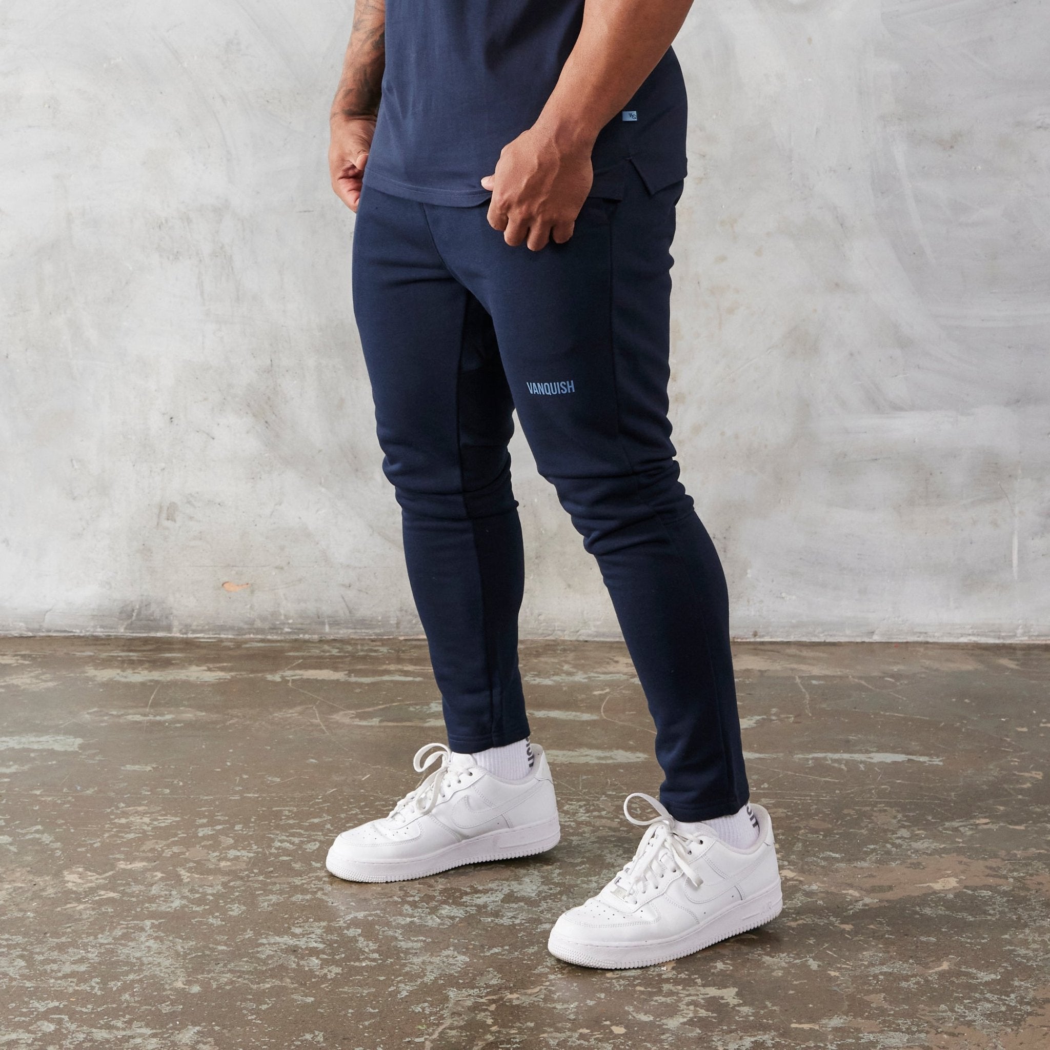 Vanquish Essential Navy Blue Tapered Fit Sweatpants - Vanquish Fitness