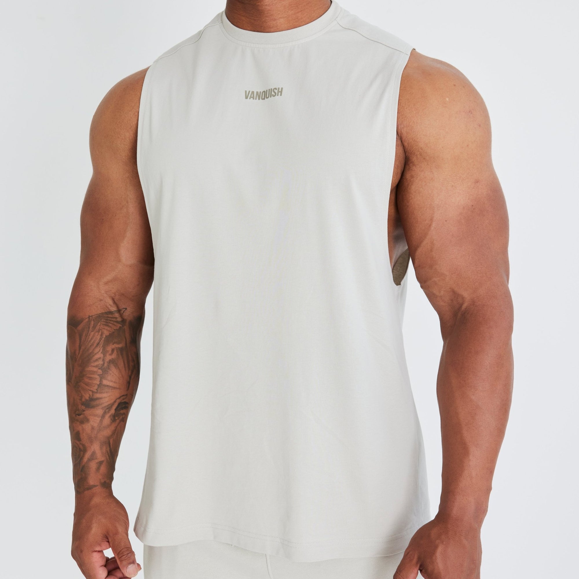 Vanquish Essential Stone Oversized Sleeveless T Shirt - Vanquish Fitness