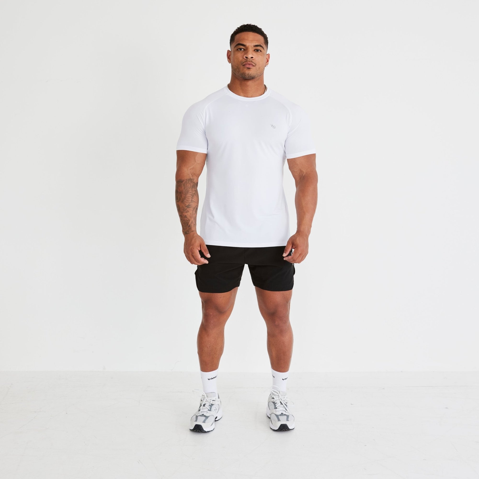 Vanquish Essential White Performance Short Sleeve T Shirt - Vanquish Fitness