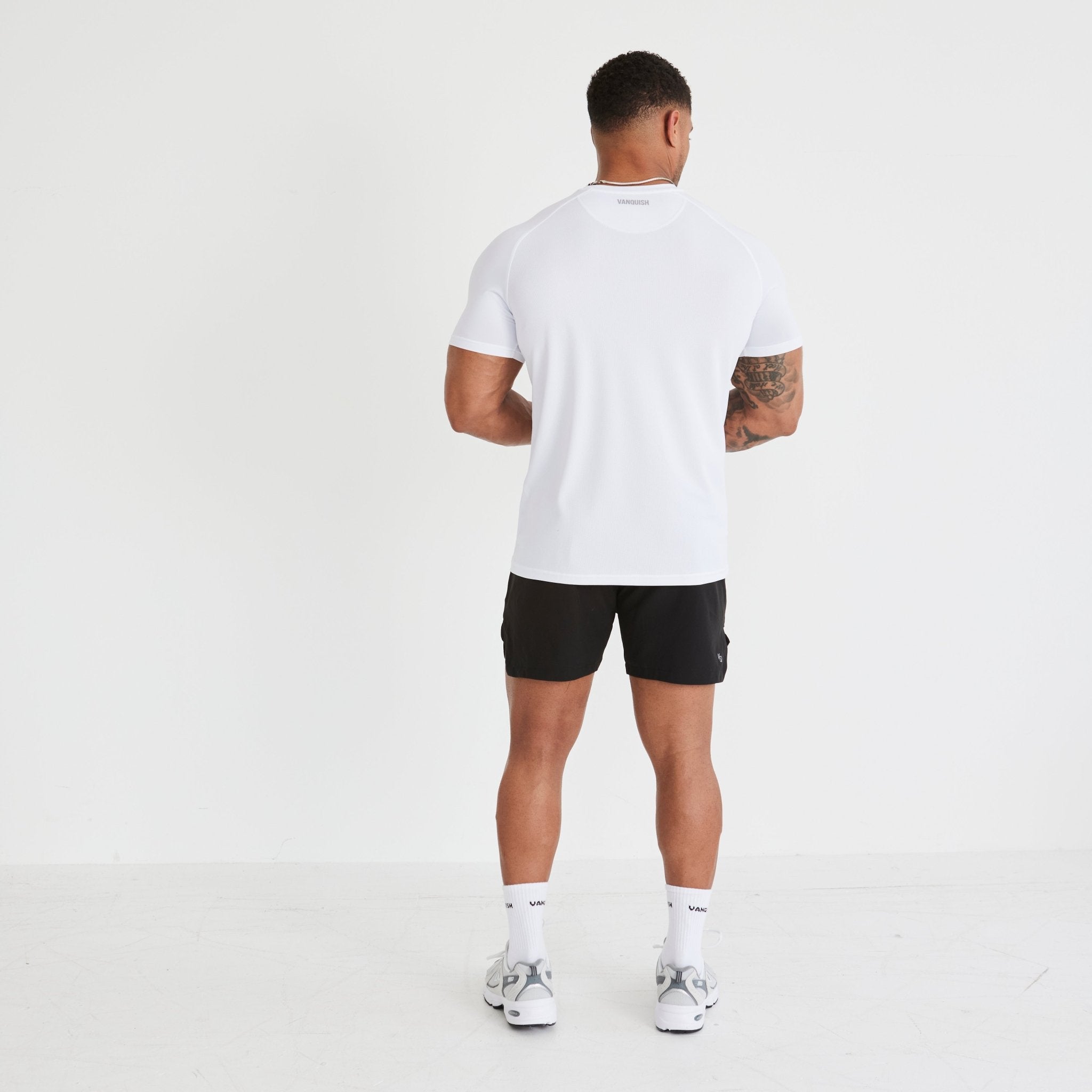 Vanquish Essential White Performance Short Sleeve T Shirt - Vanquish Fitness