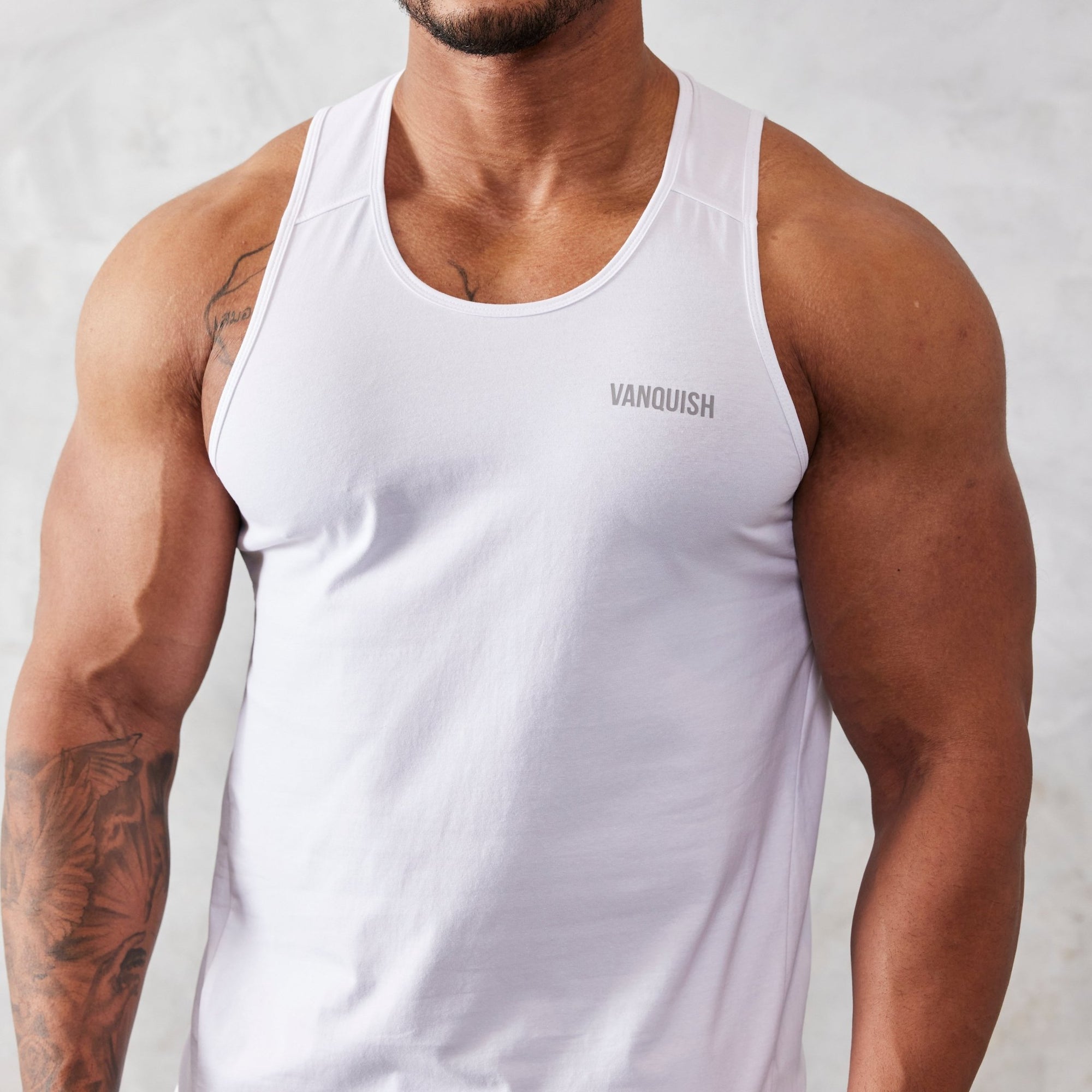 Vanquish Essential White Regular Fit Tank Top - Vanquish Fitness