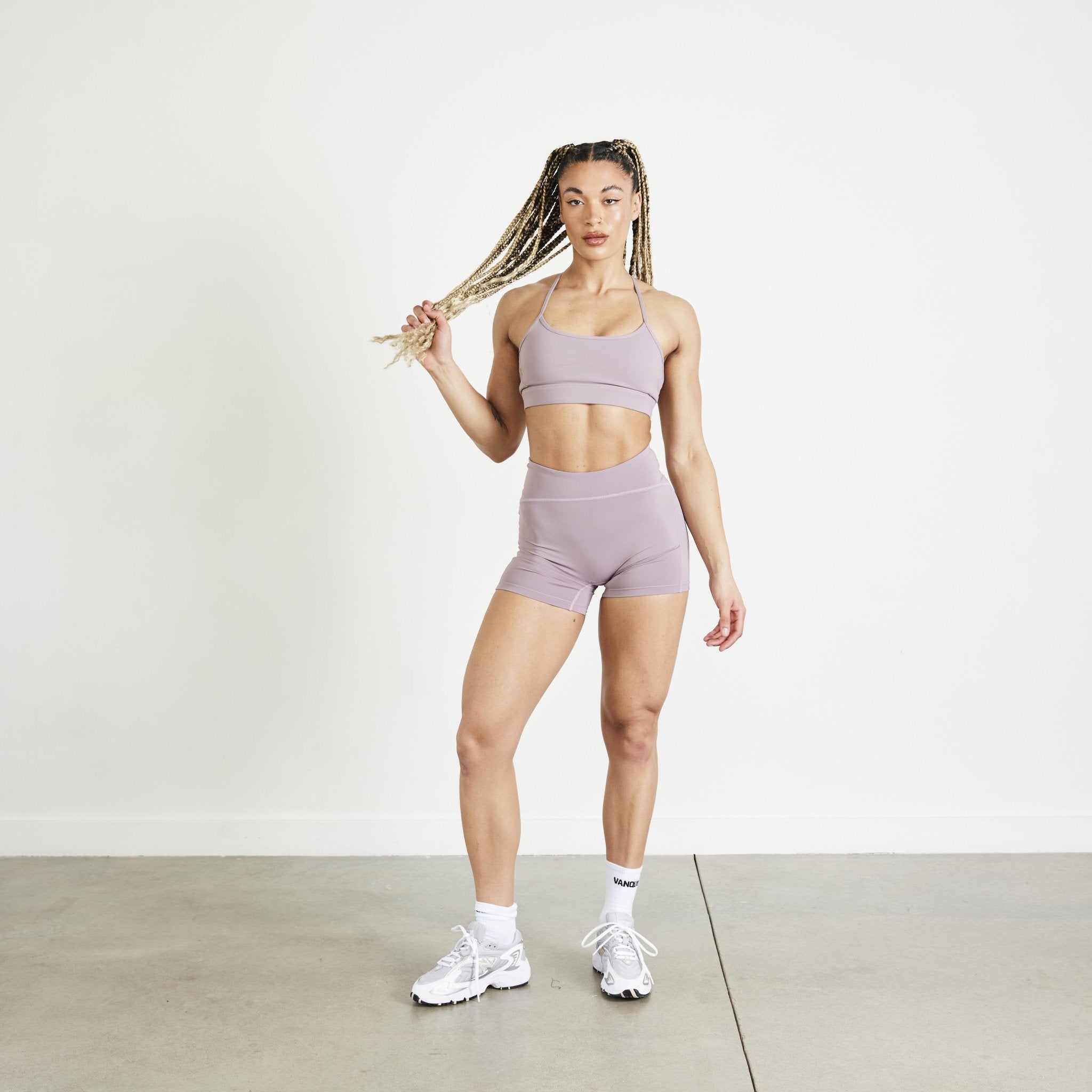 Vanquish Evolve Truffle Lilac High Waisted Shorts - Vanquish Fitness