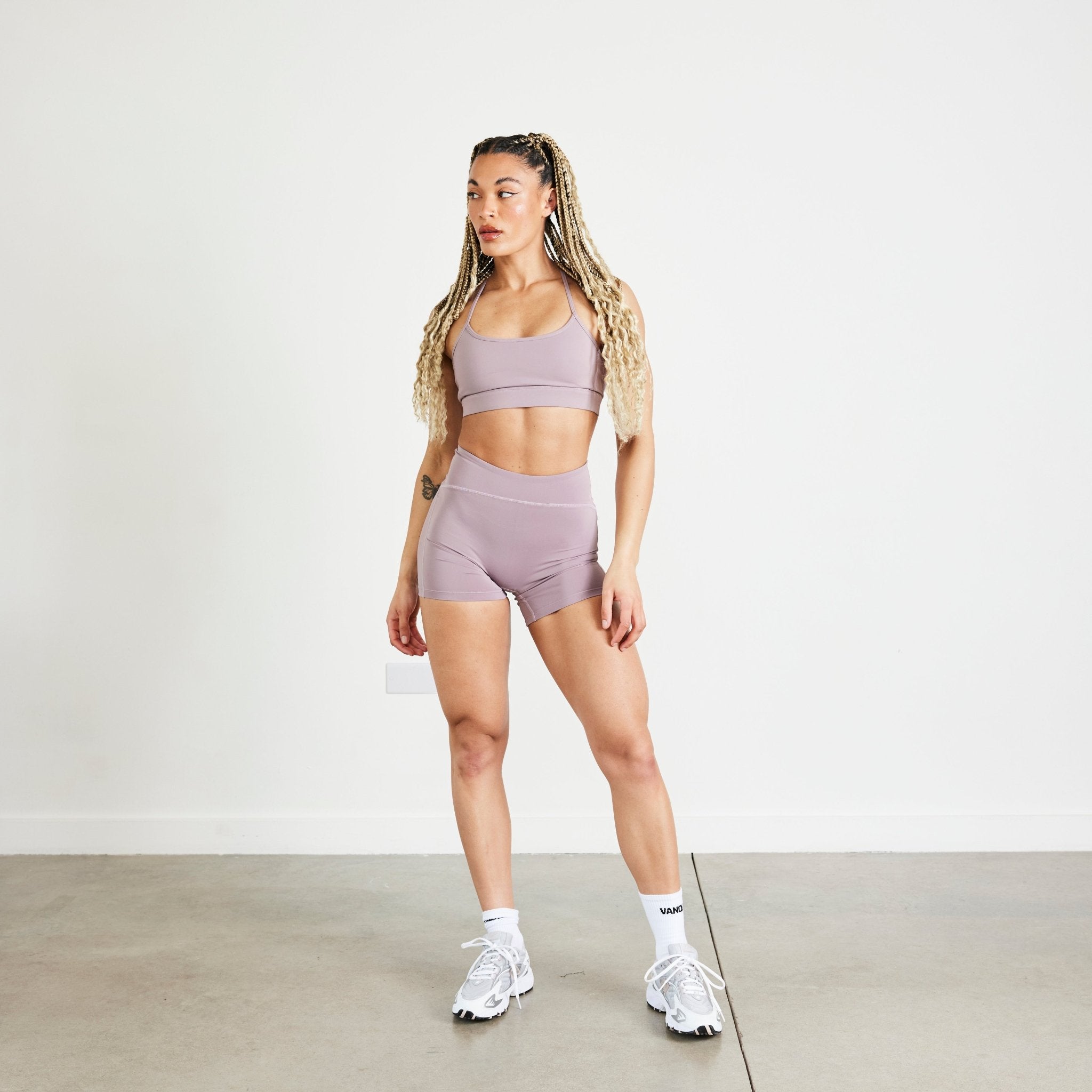 Vanquish Evolve Truffle Lilac High Waisted Shorts - Vanquish Fitness