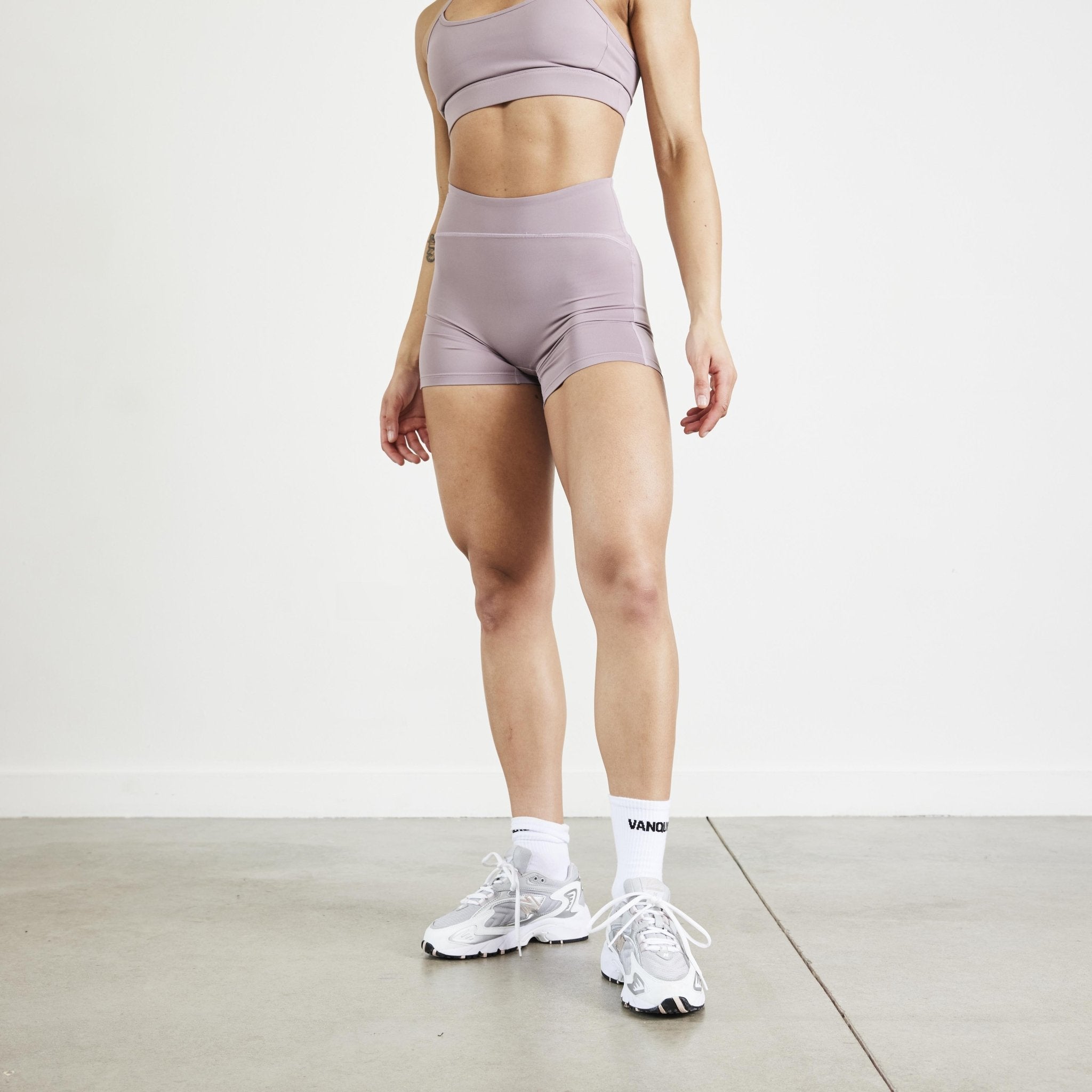 Vanquish Evolve Truffle Lilac High Waisted Shorts - Vanquish Fitness
