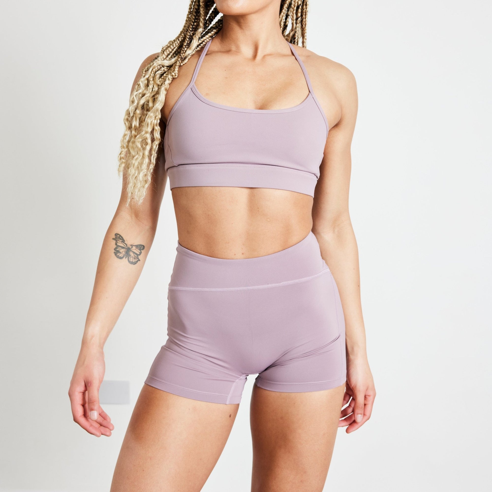Vanquish Evolve Truffle Lilac High Waisted Shorts - Vanquish Fitness