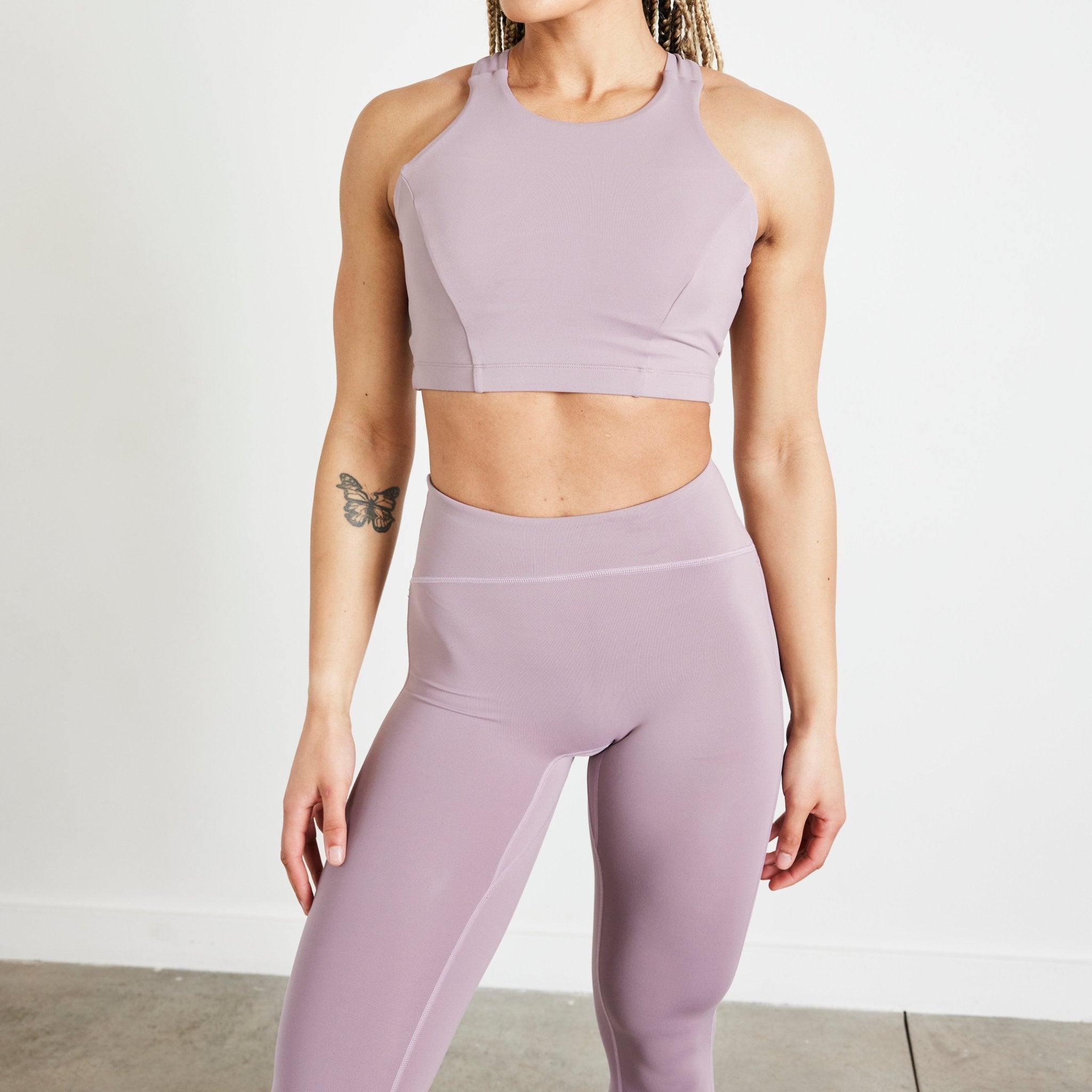 Vanquish Evolve Truffle Lilac Keyhole Crop Tank Top - Vanquish Fitness