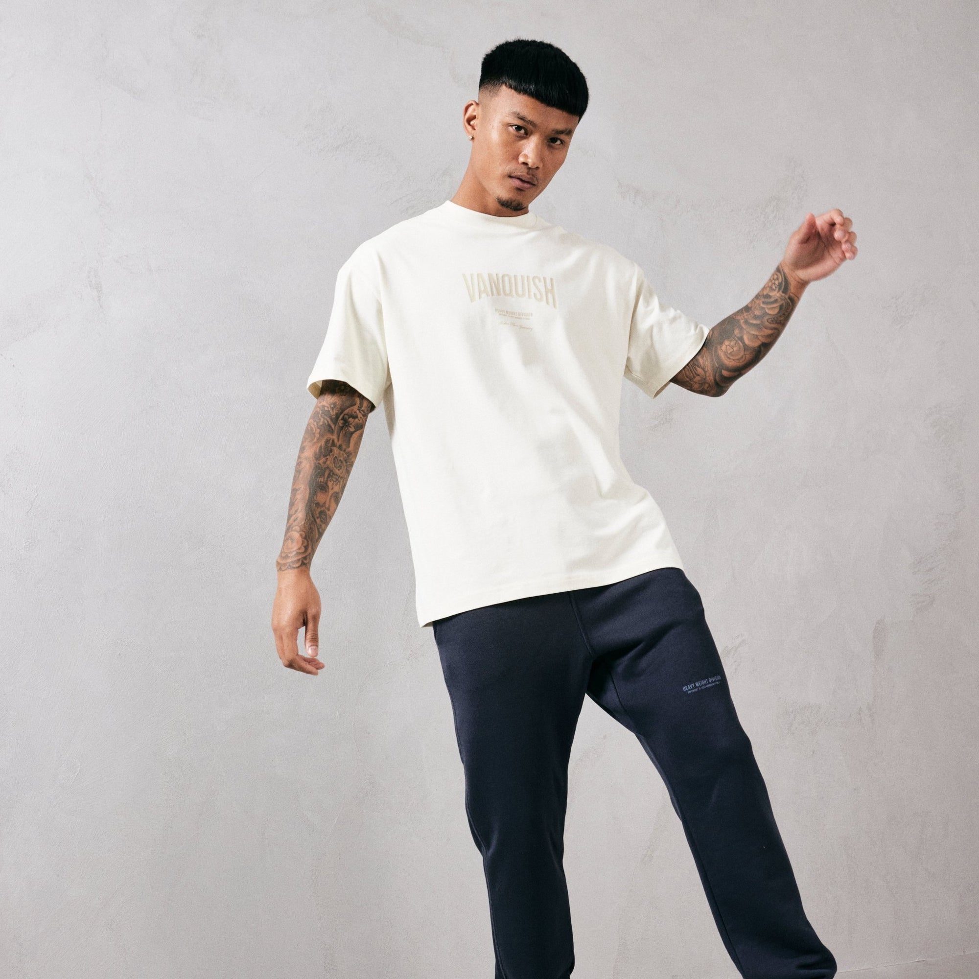 Vanquish Heavyweight Division Vintage White Oversized T Shirt - Vanquish Fitness