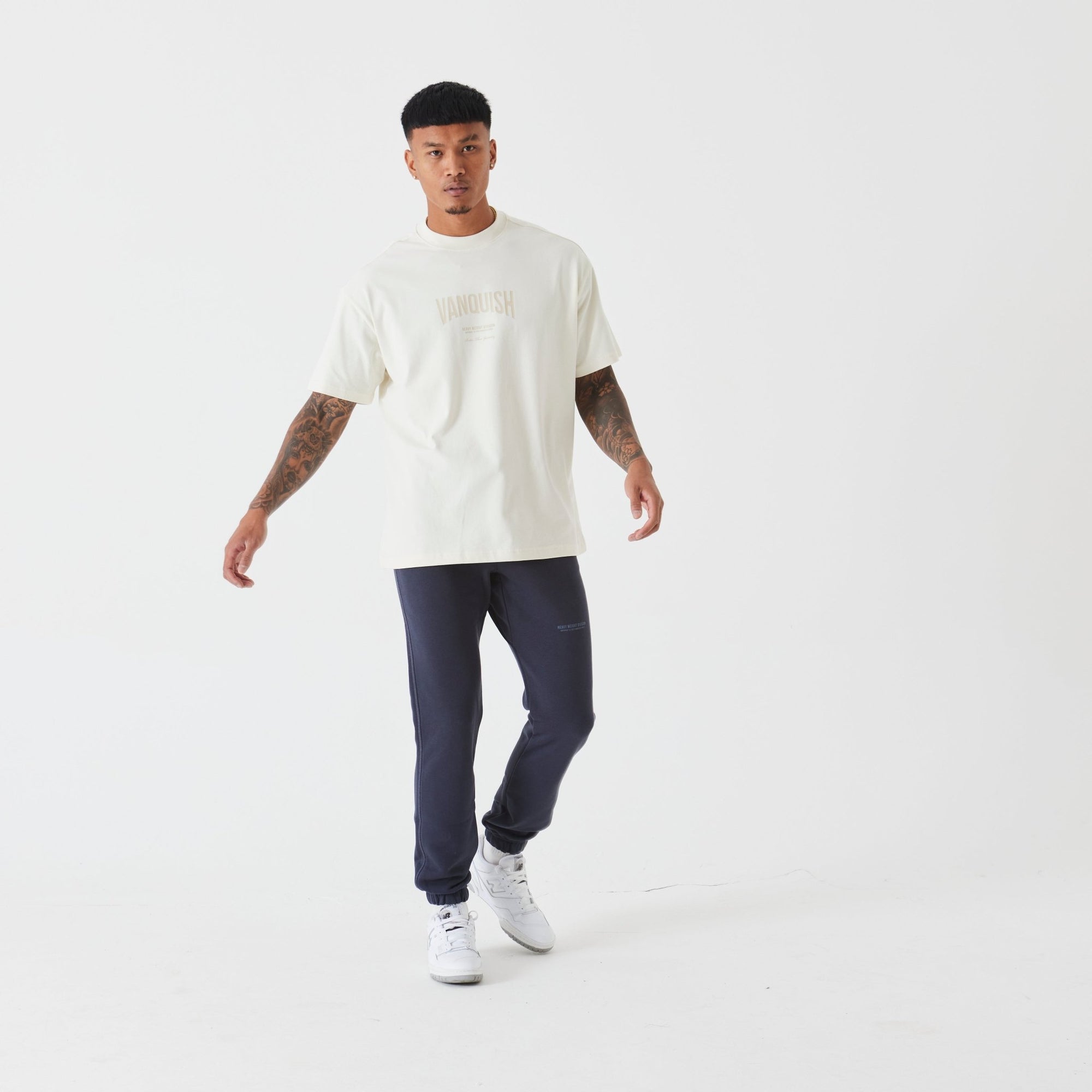 Vanquish Heavyweight Division Vintage White Oversized T Shirt - Vanquish Fitness