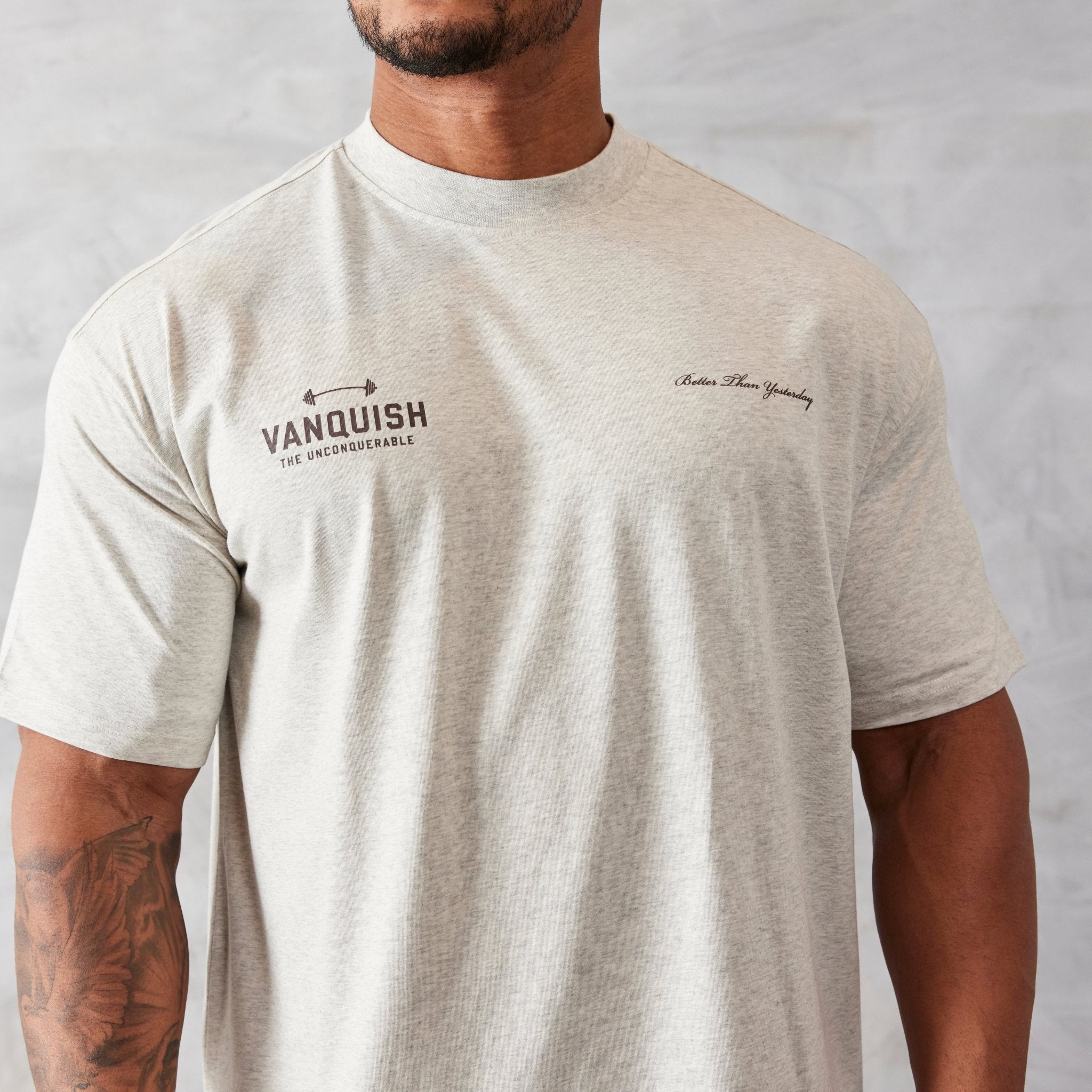 Vanquish Oat Marl Unconquerable Oversized T Shirt - Vanquish Fitness