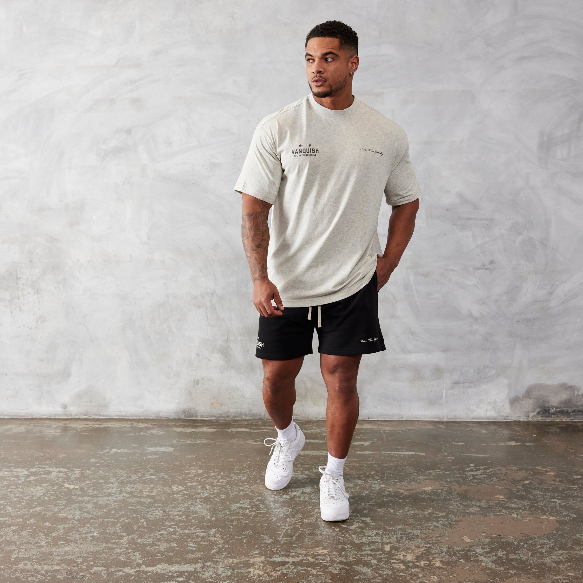 Vanquish Oat Marl Unconquerable Oversized T Shirt - Vanquish Fitness