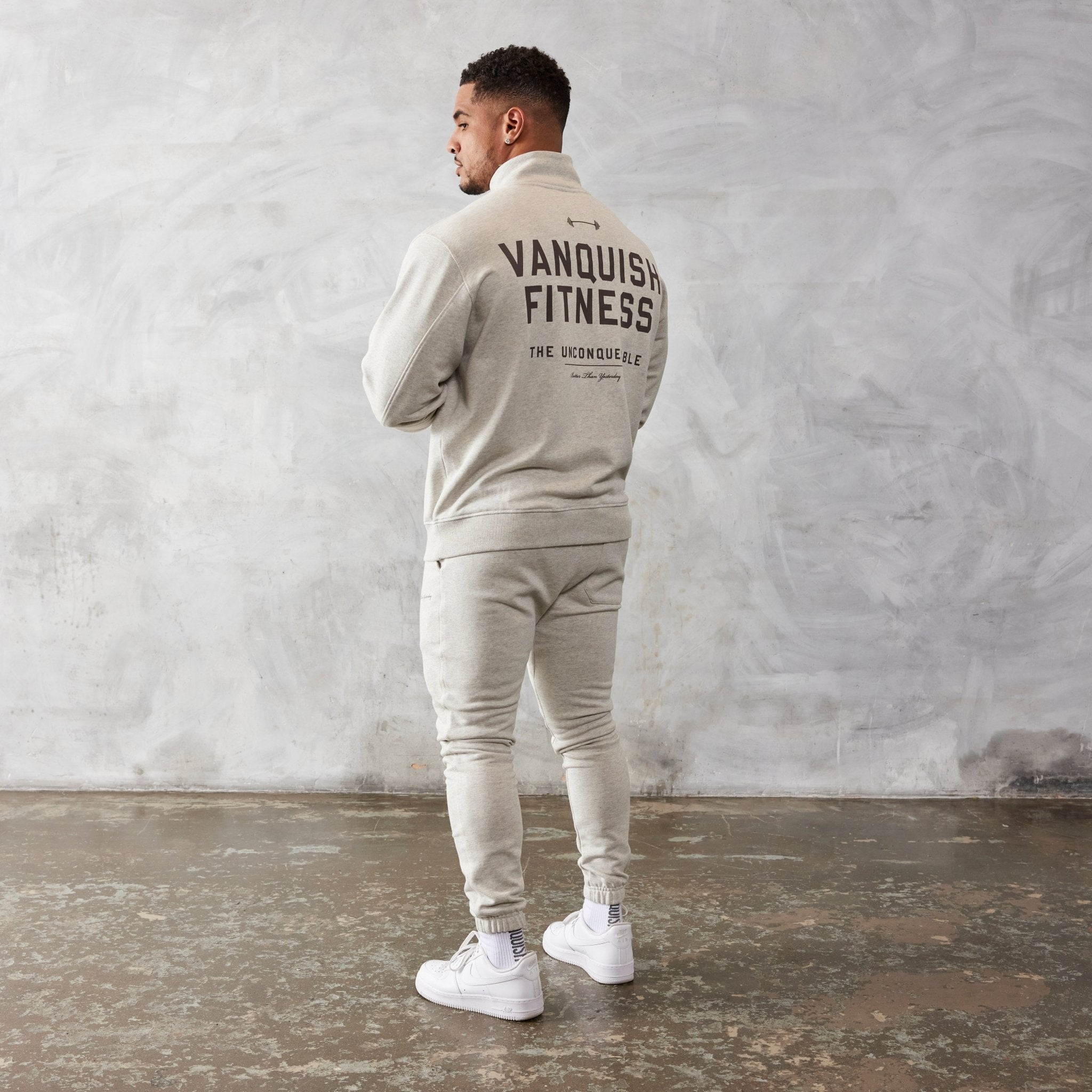 Vanquish Oat Marl Unconquerable Quarter Zip Sweater - Vanquish Fitness