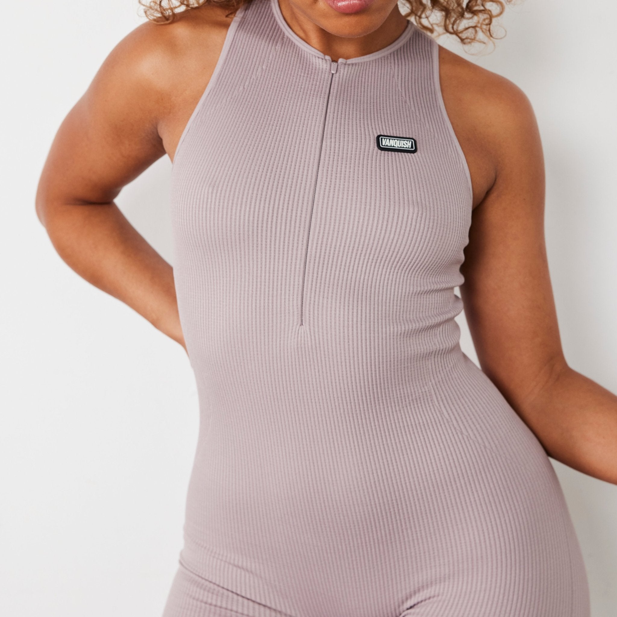 Vanquish Ribbed Seamless Blush Back Keyhole All In One - Vanquish Fitness