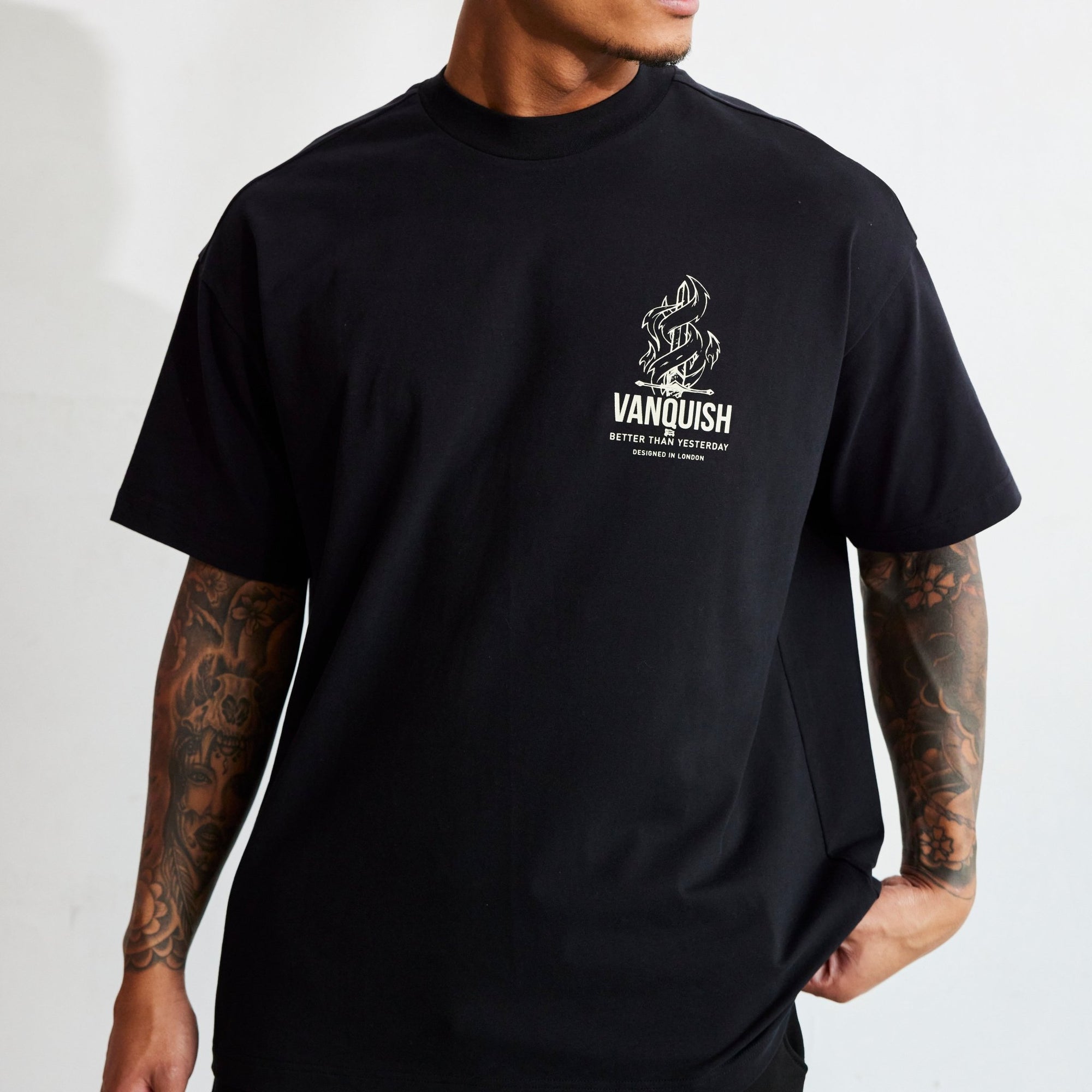 Vanquish TSP Black Sword Print Oversized T Shirt - Vanquish Fitness