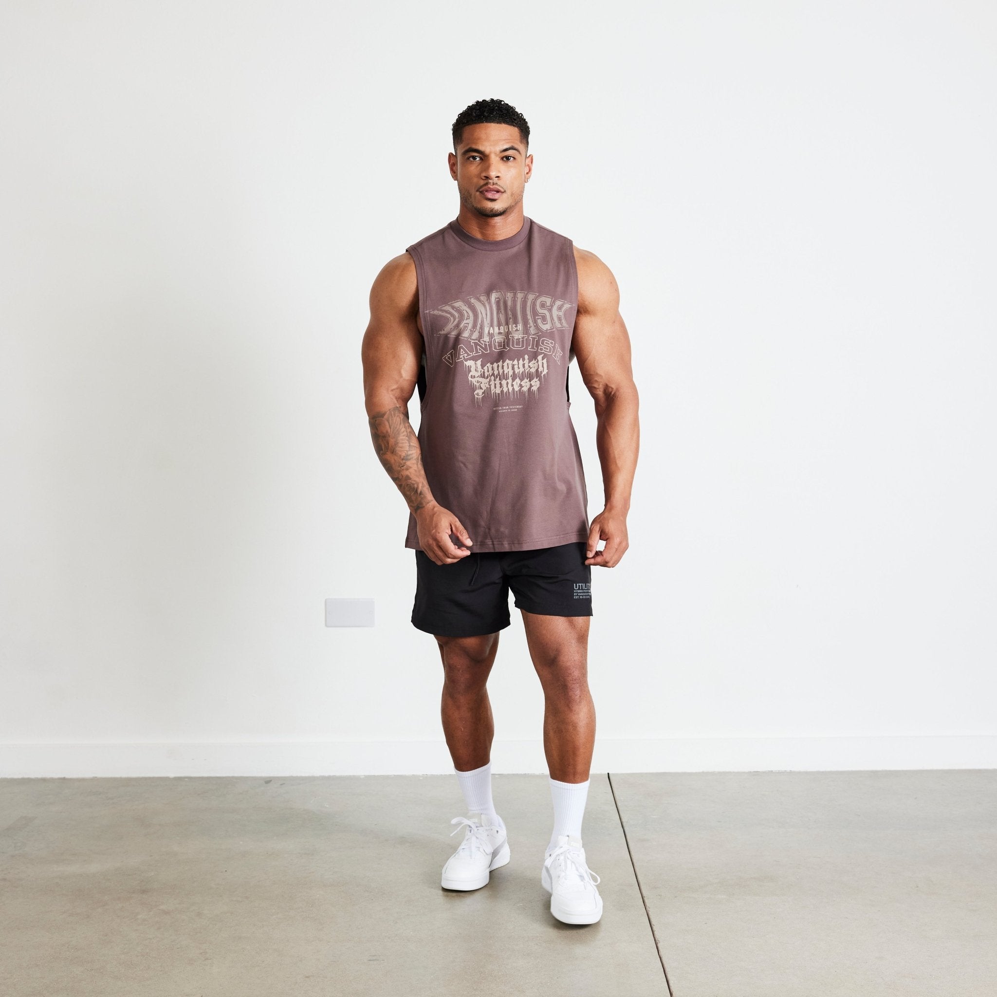 Vanquish TSP Dark Brown Metal Sleeveless T Shirt - Vanquish Fitness