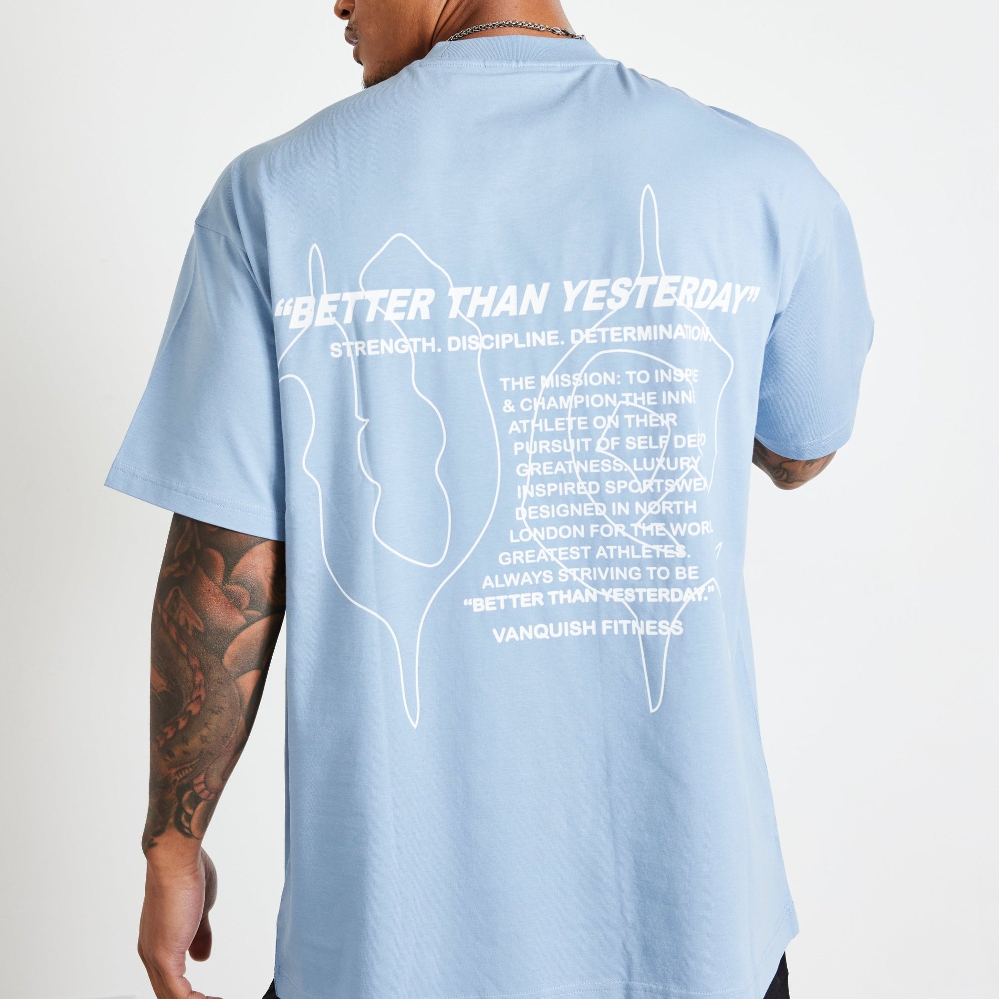 Vanquish TSP Light Blue Determination Oversized T Shirt - Vanquish Fitness